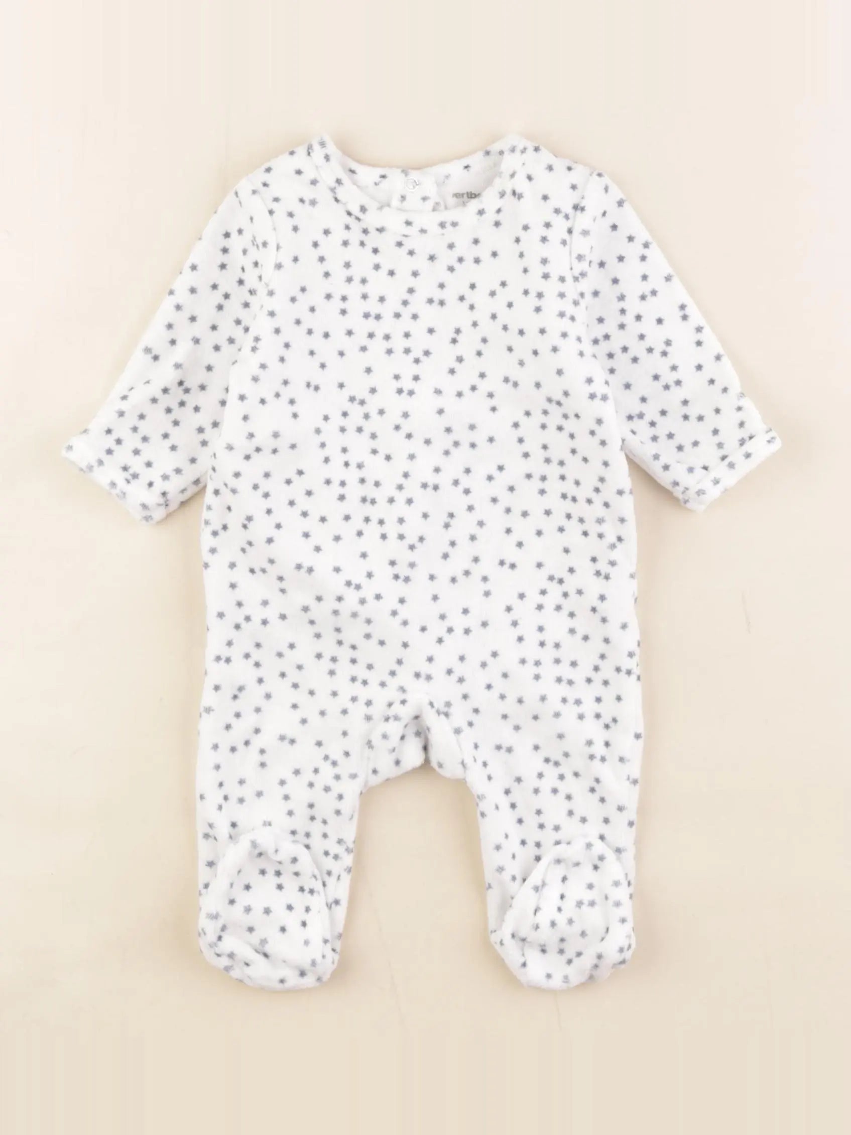 Vertbaudet - pyjama velours bleu, blanc - 3 mois