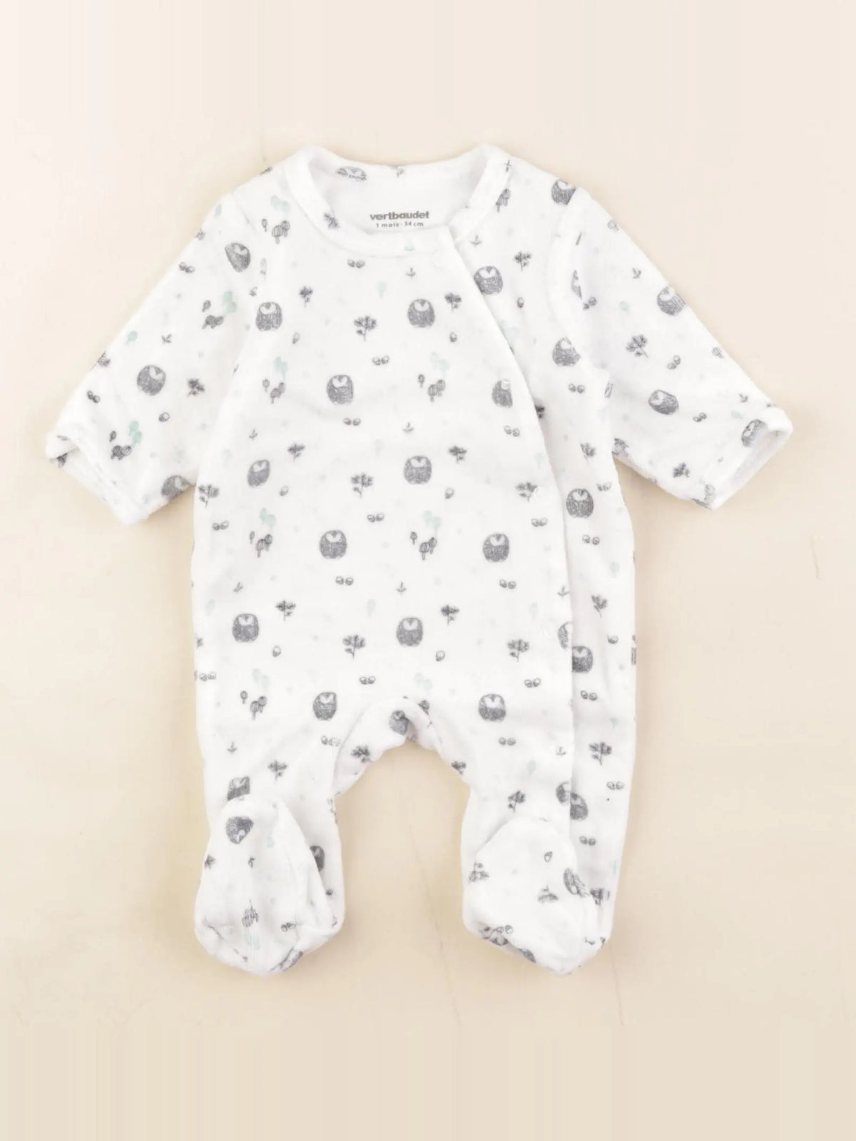 Vertbaudet - pyjama velours multicolore - 1 mois