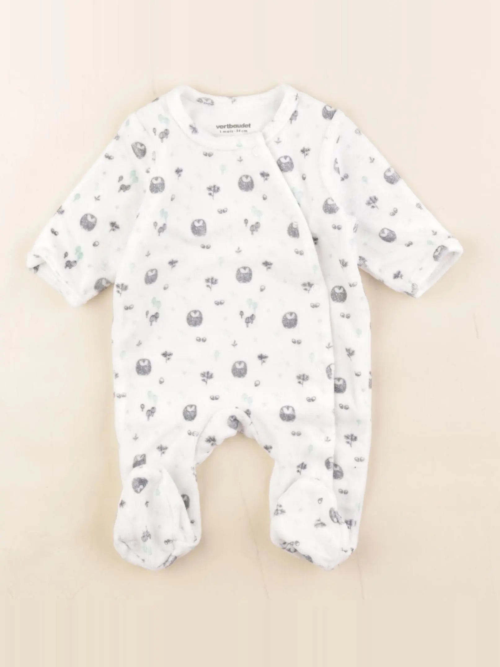 Vertbaudet - pyjama velours multicolore - 1 mois