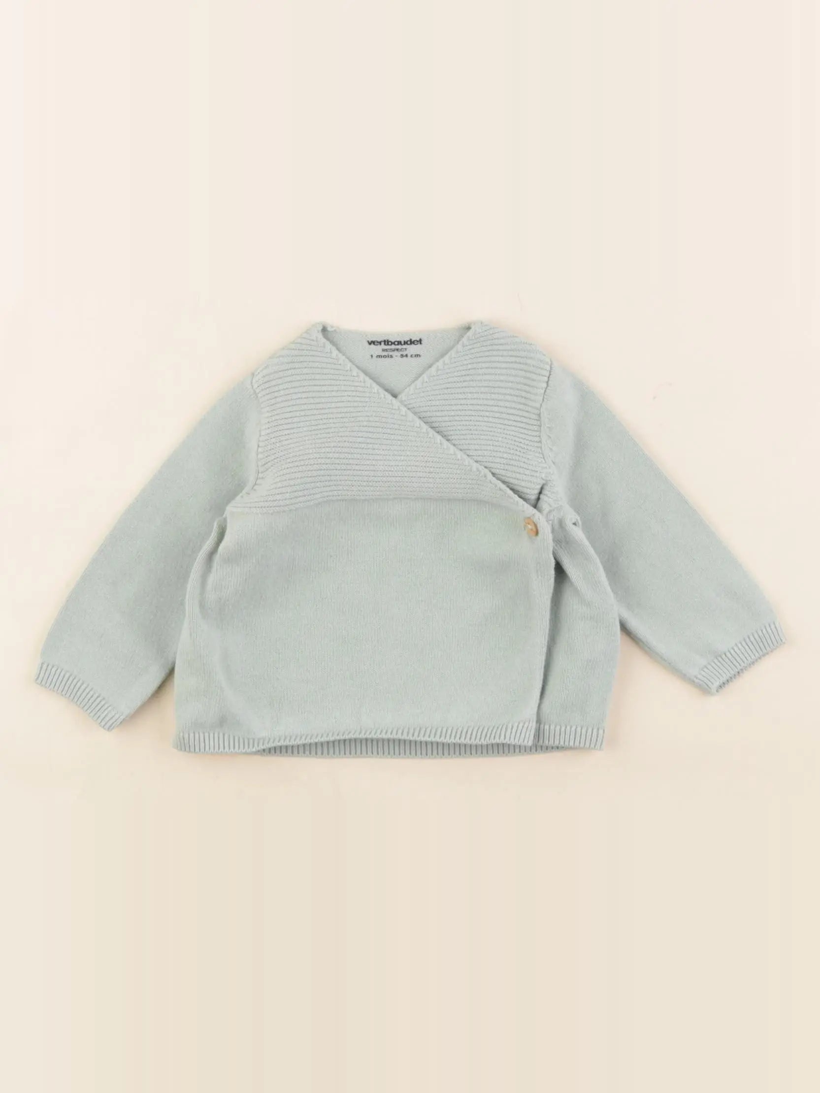 Vertbaudet - gilet vert - 1 mois