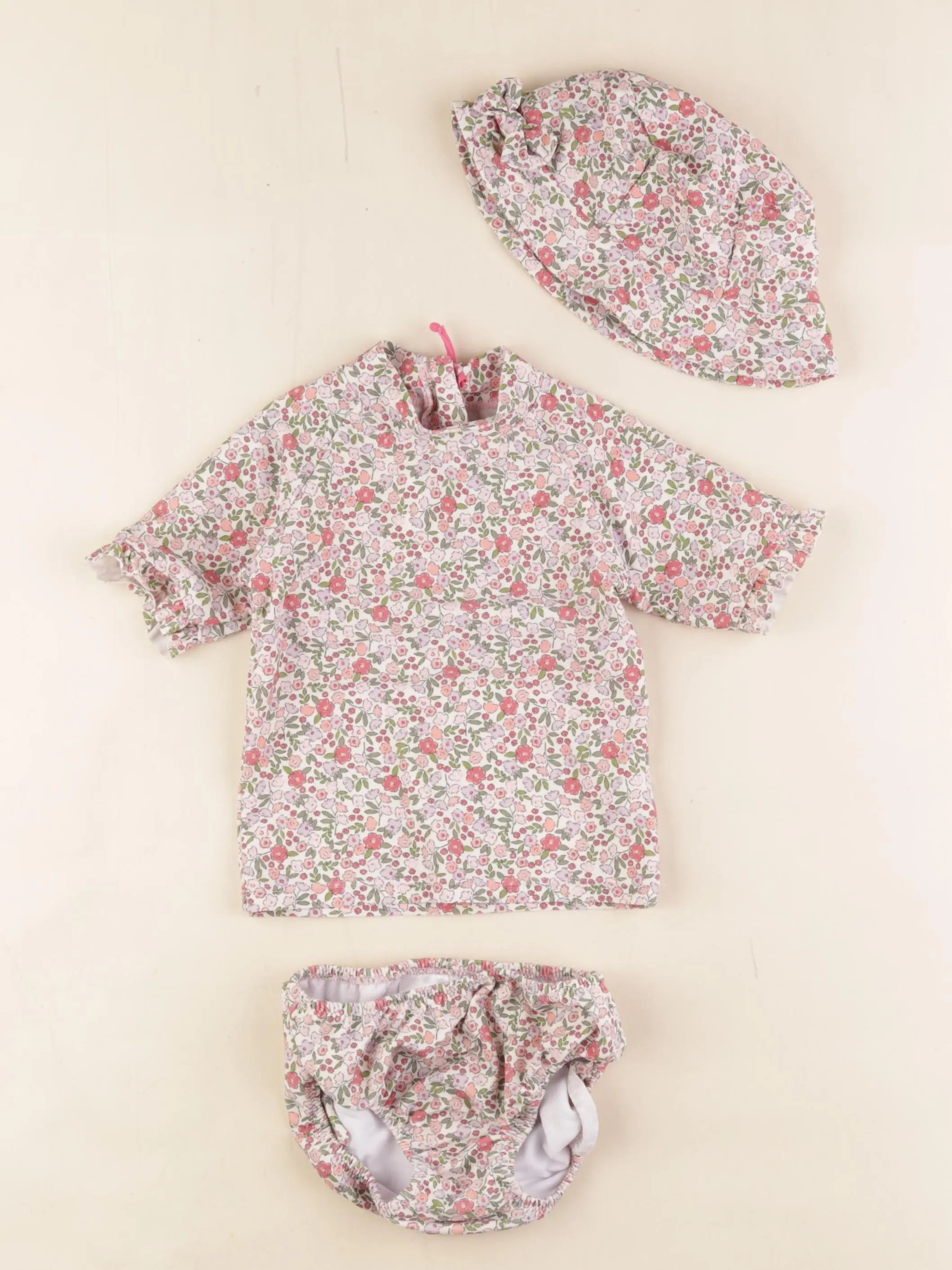 Vertbaudet - ensemble de bain rose, vert - 18 mois