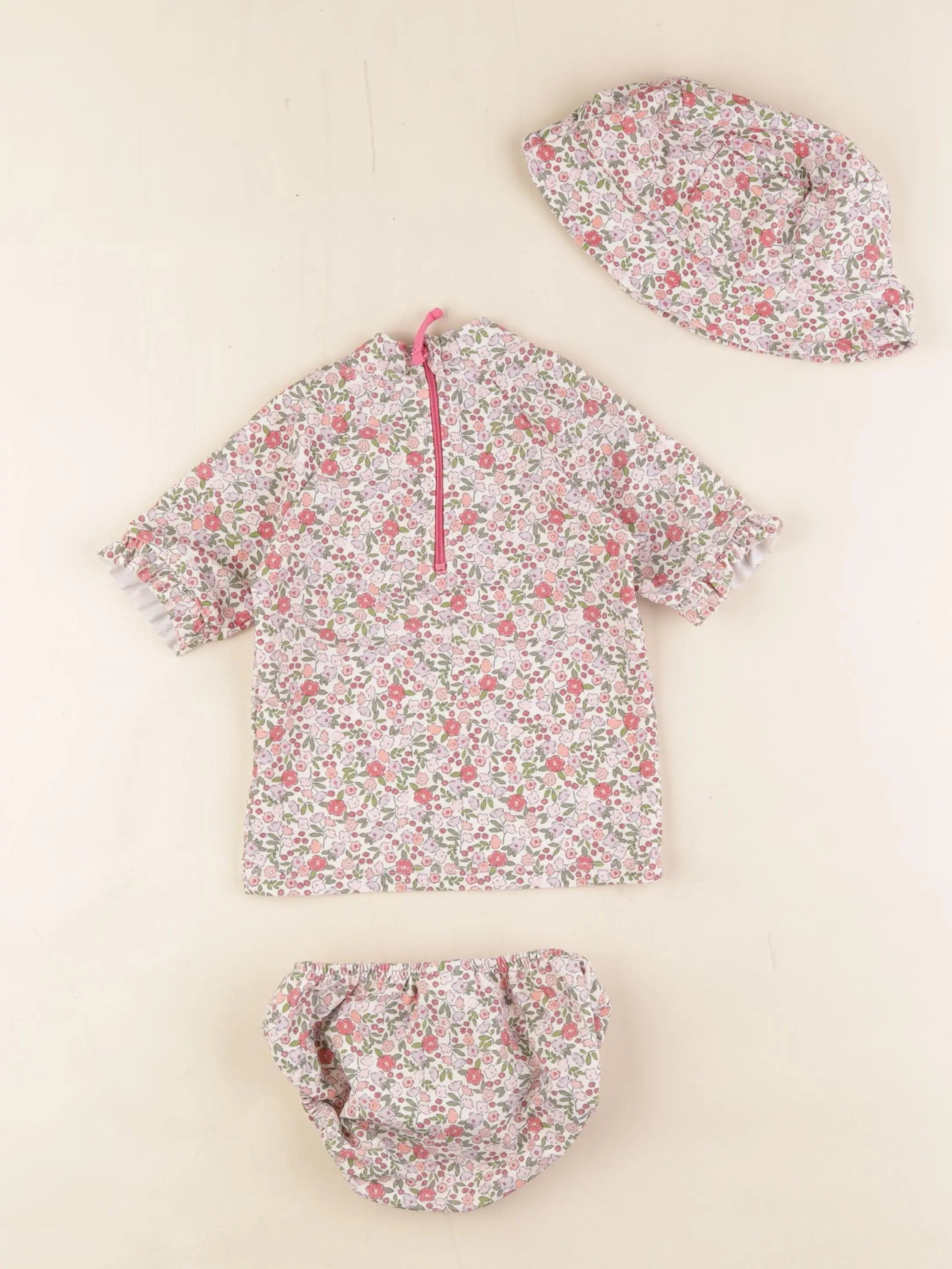 Vertbaudet - ensemble de bain rose, vert - 18 mois