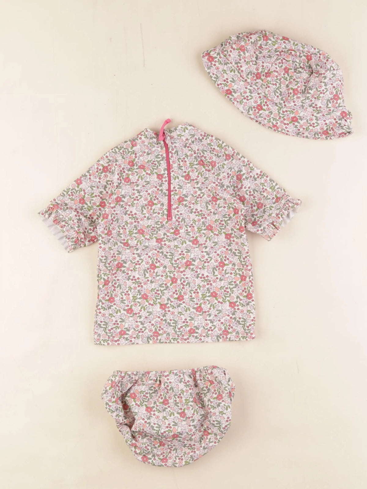 Vertbaudet - ensemble de bain rose, vert - 18 mois