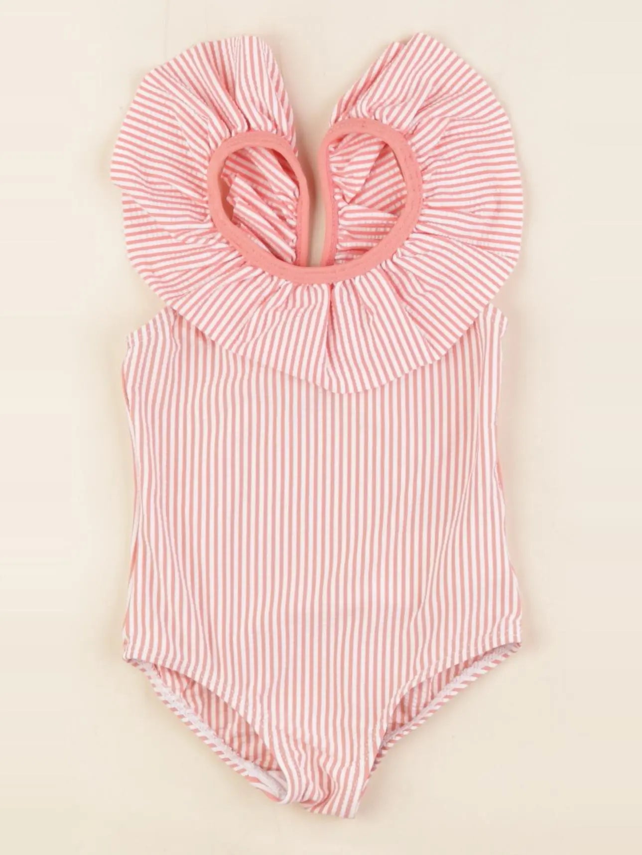 Vertbaudet - maillot de bain rose, blanc - 12 mois