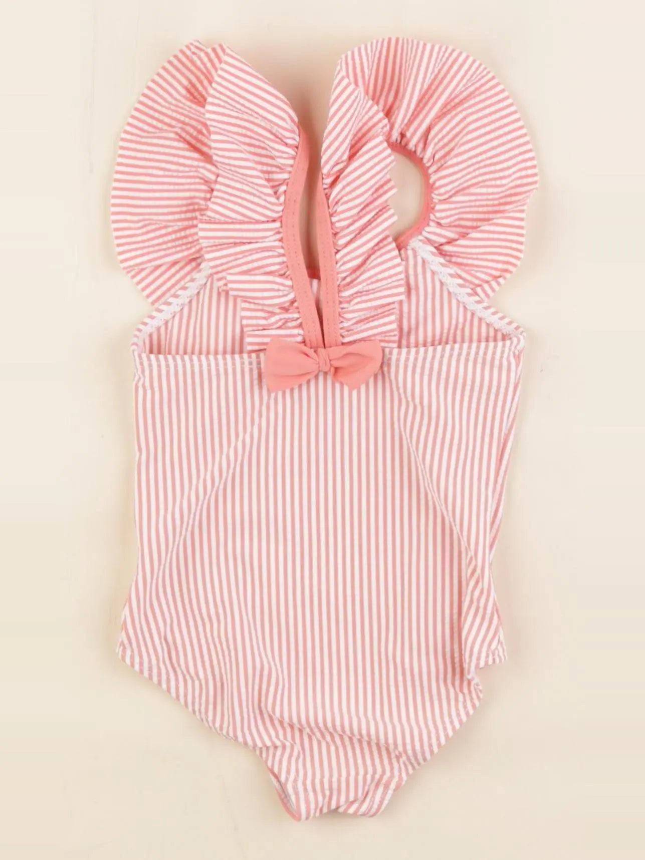 Vertbaudet - maillot de bain rose, blanc - 12 mois