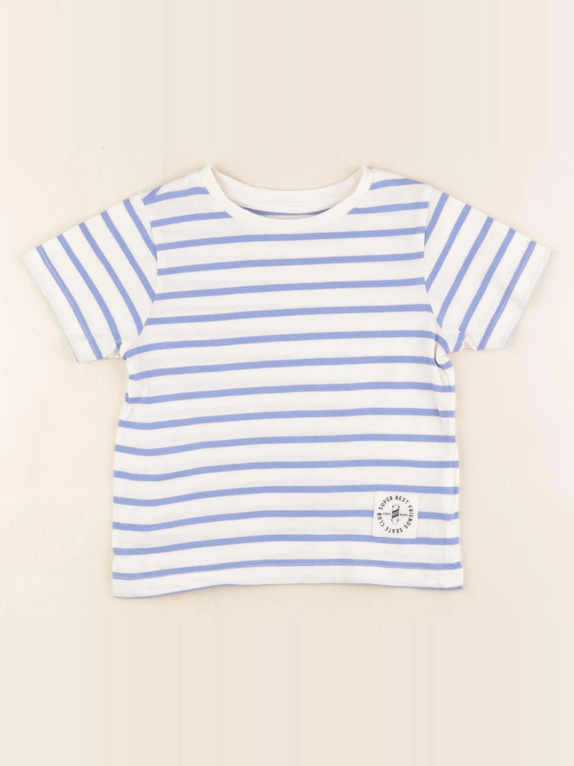 Vertbaudet - tee-shirt blanc, bleu - 4 ans