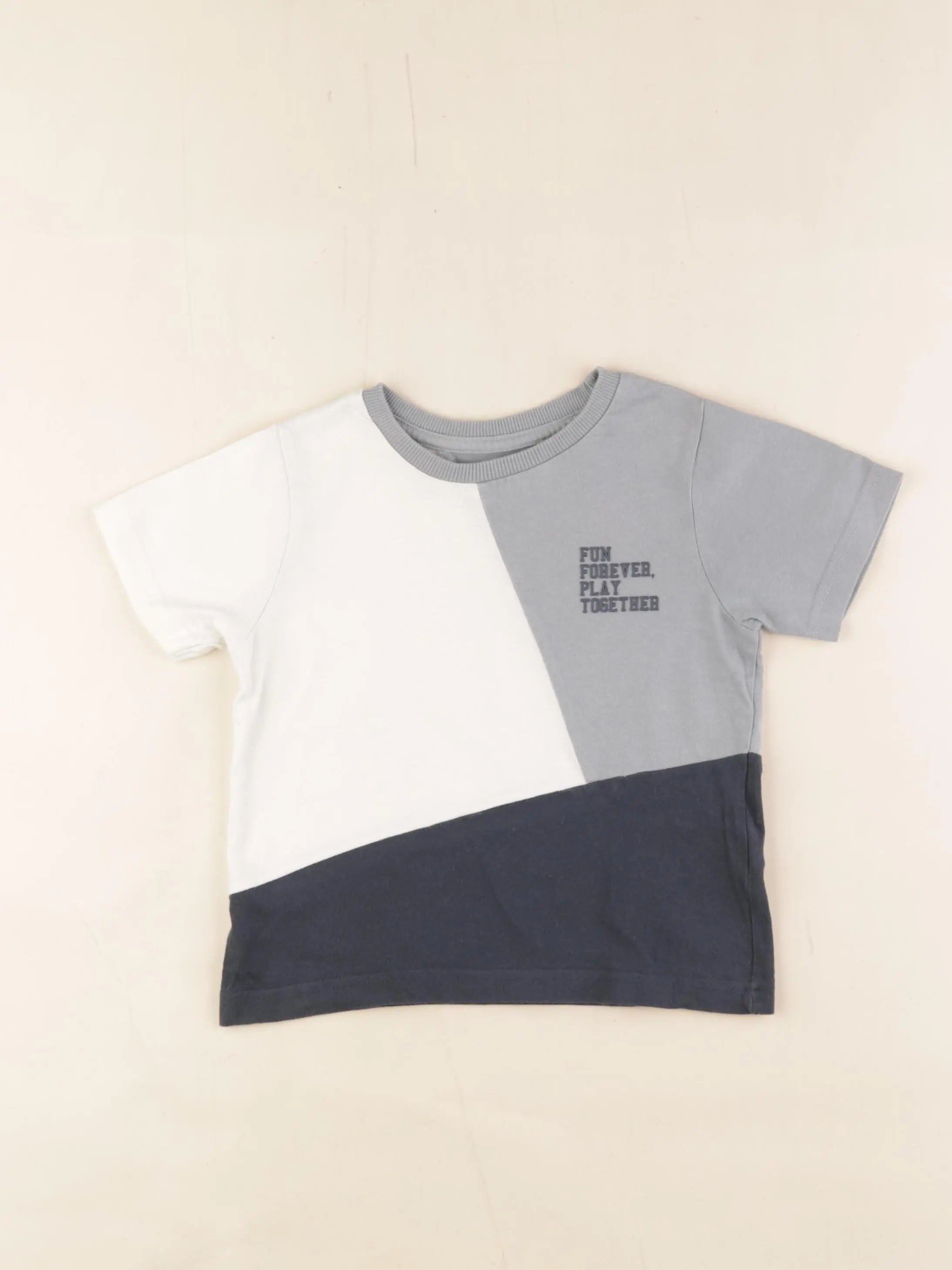 Vertbaudet - tee-shirt blanc, bleu - 4 ans