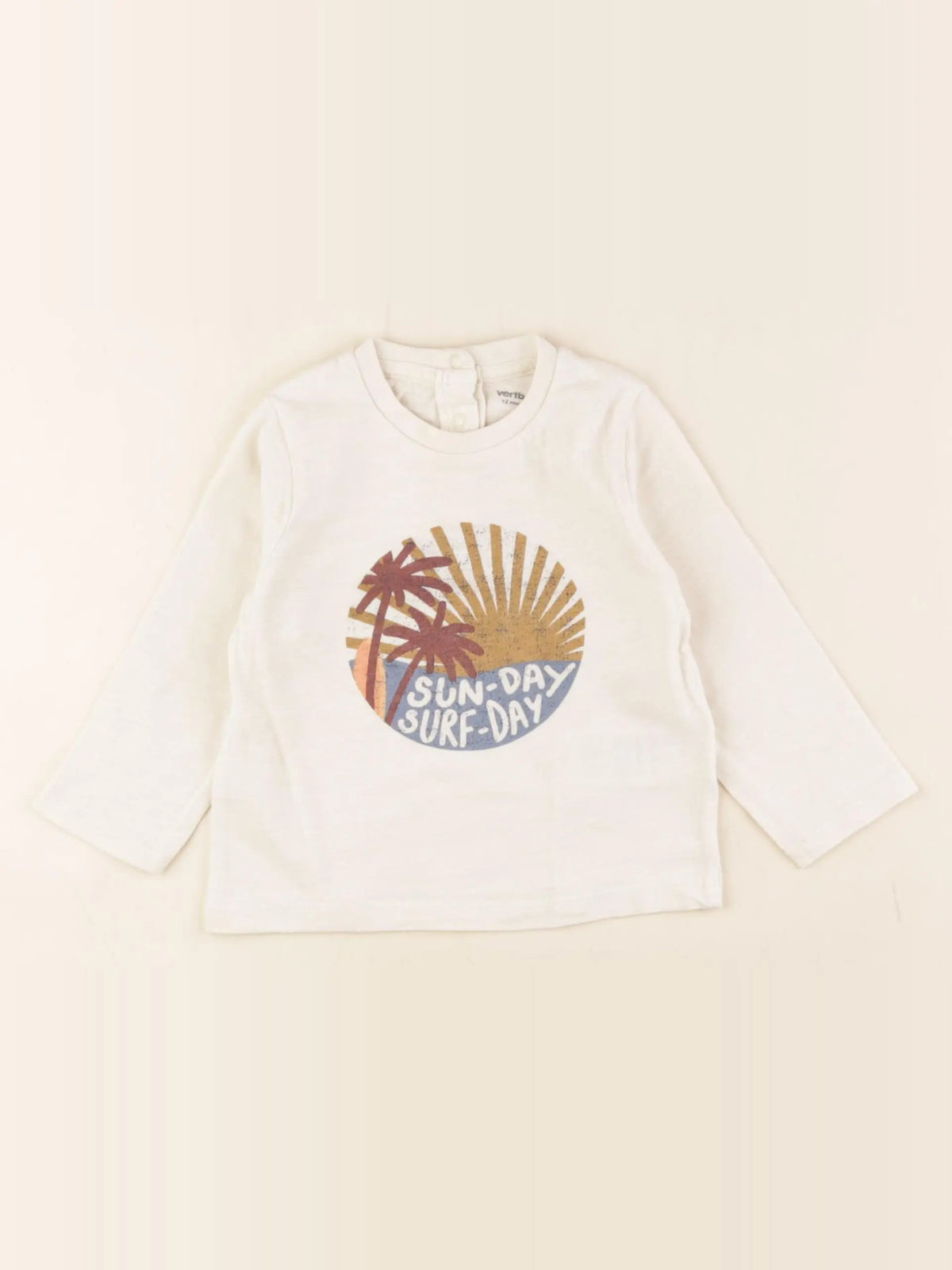 Vertbaudet - tee-shirt beige - 12 mois