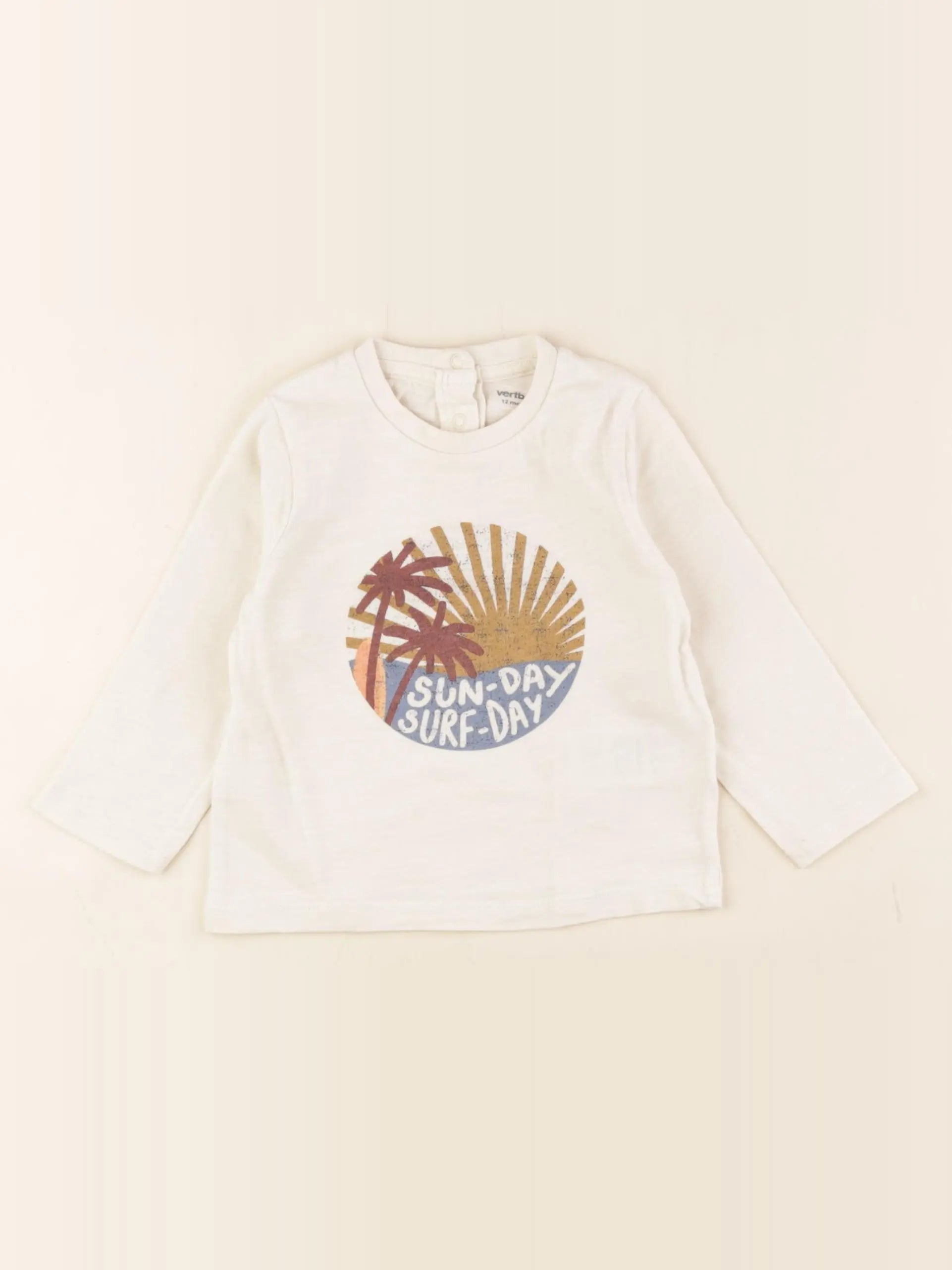 Vertbaudet - tee-shirt beige - 12 mois