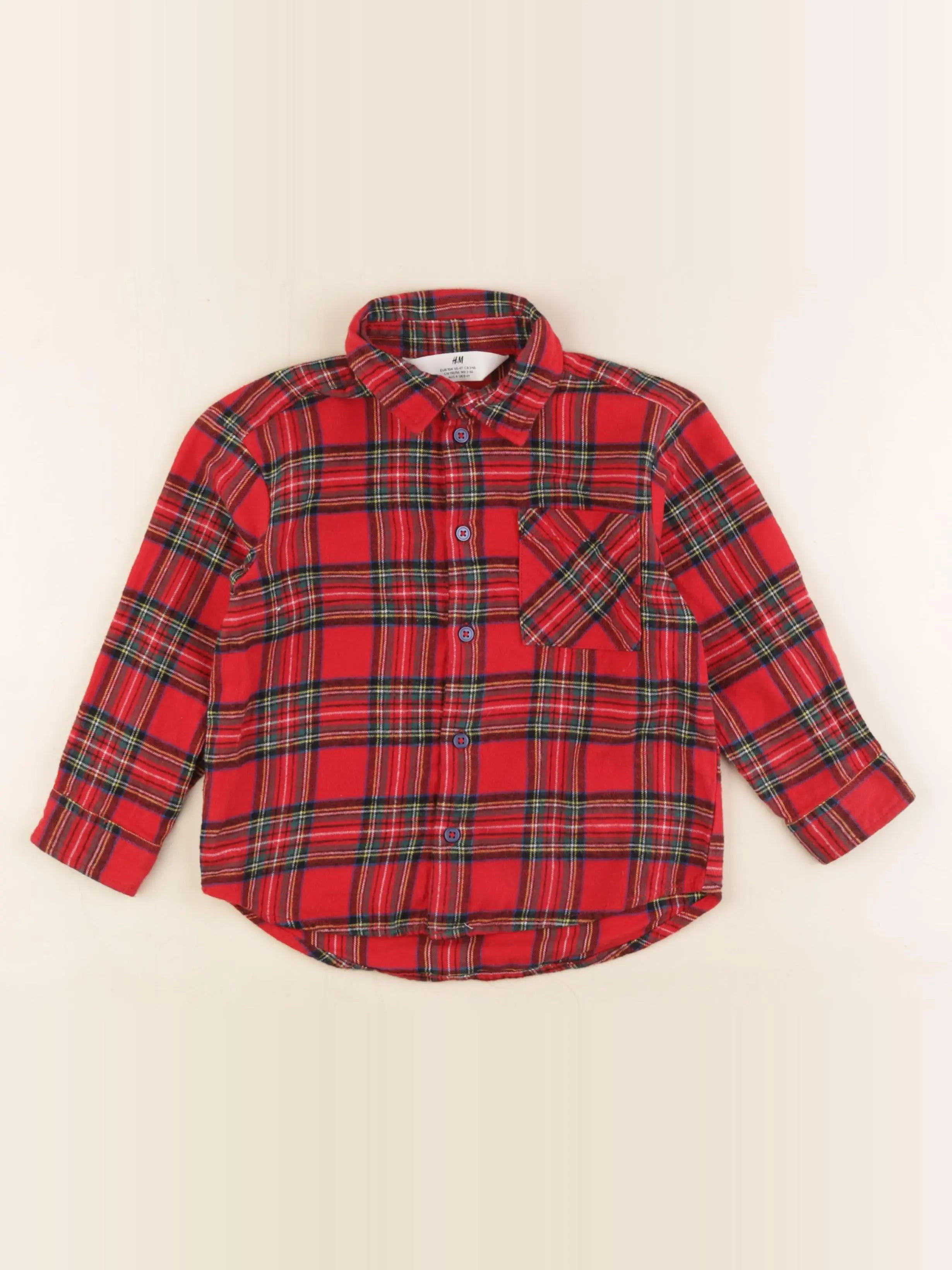 H&M - chemise rouge - 3/4 ans
