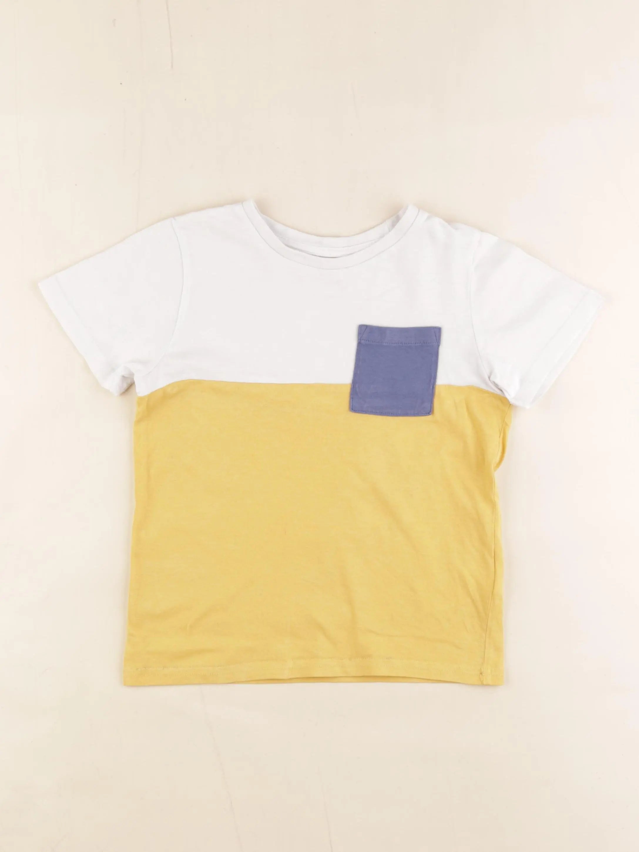 Vertbaudet - tee-shirt blanc, jaune - 6 ans