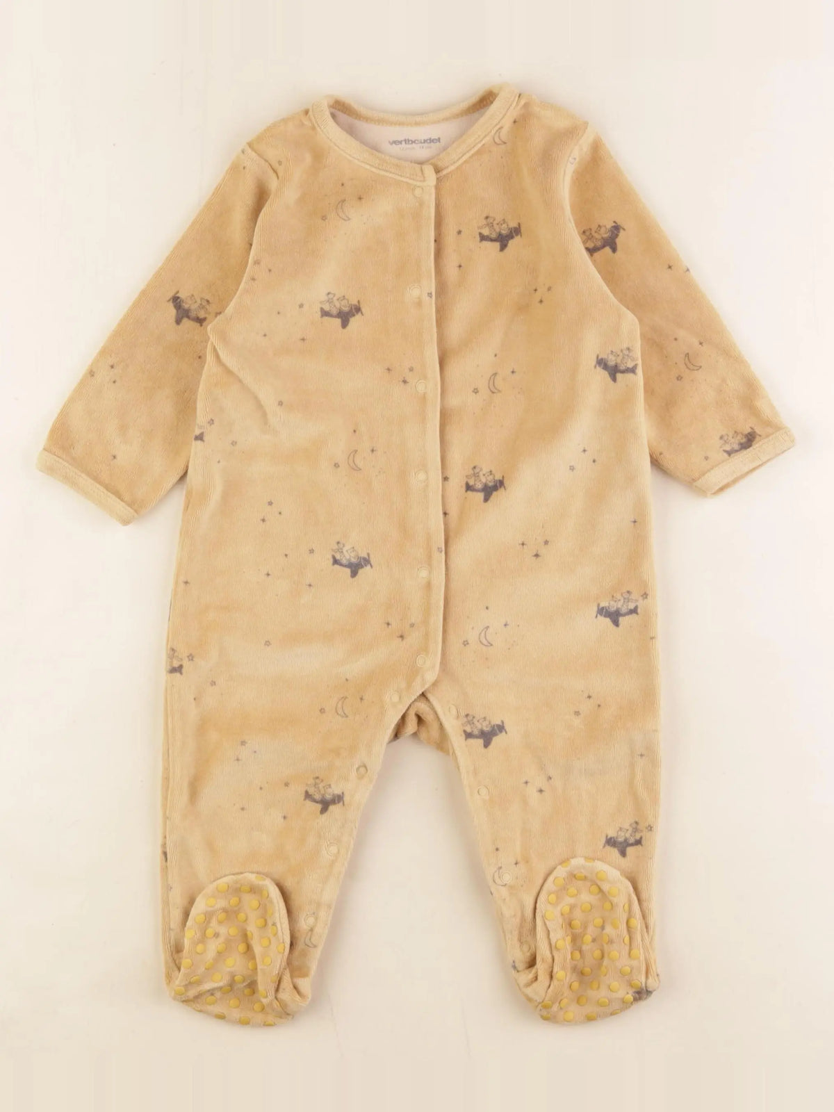 Vertbaudet - pyjama velours marron - 12 mois