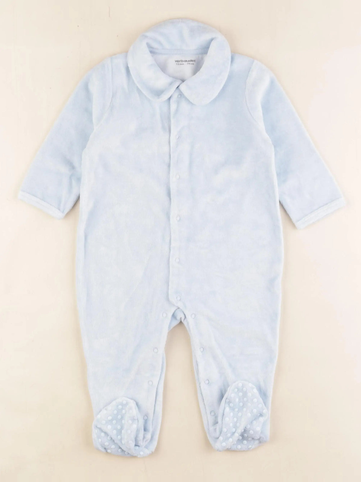 Vertbaudet - pyjama velours bleu - 12 mois