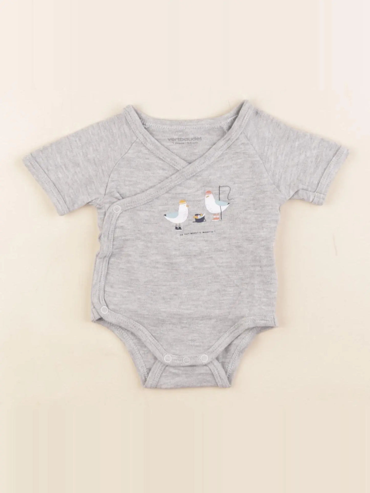 Vertbaudet - body gris - 1 mois