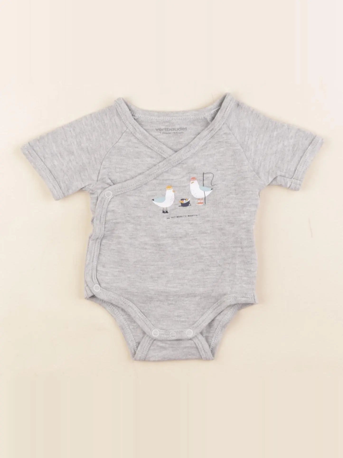 Vertbaudet - body gris - 1 mois