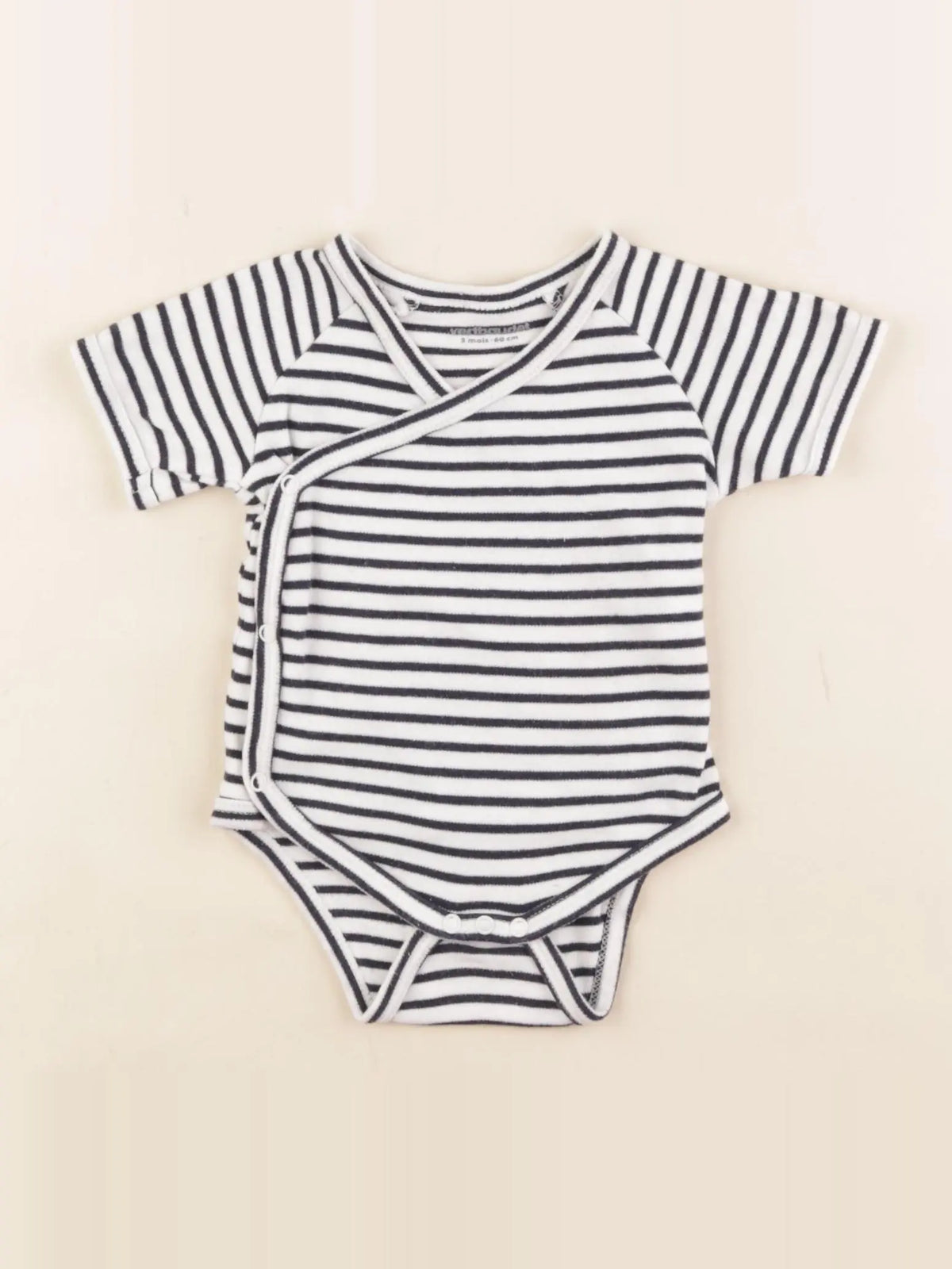 Vertbaudet - body bleu, blanc - 3 mois