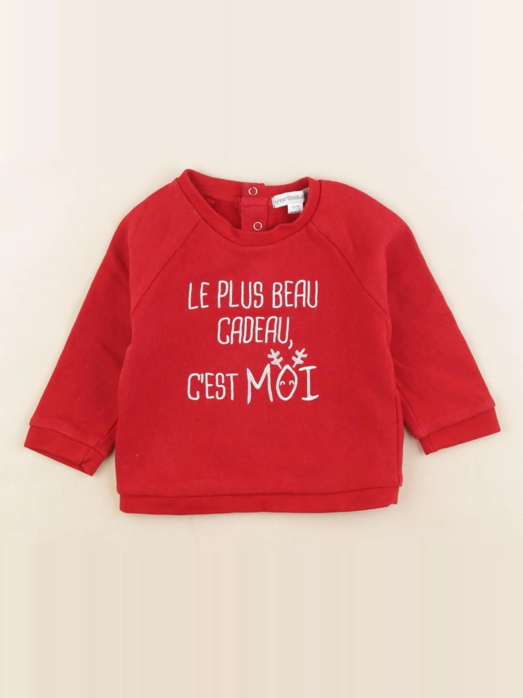 Vertbaudet - sweat rouge - 6 mois