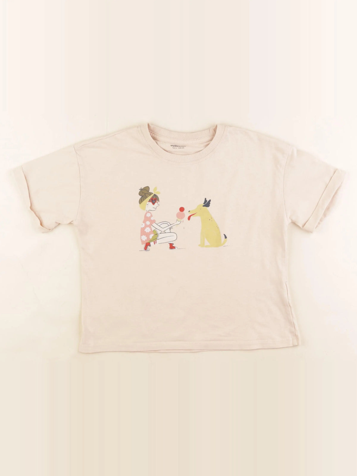 Vertbaudet - tee-shirt beige - 8 ans