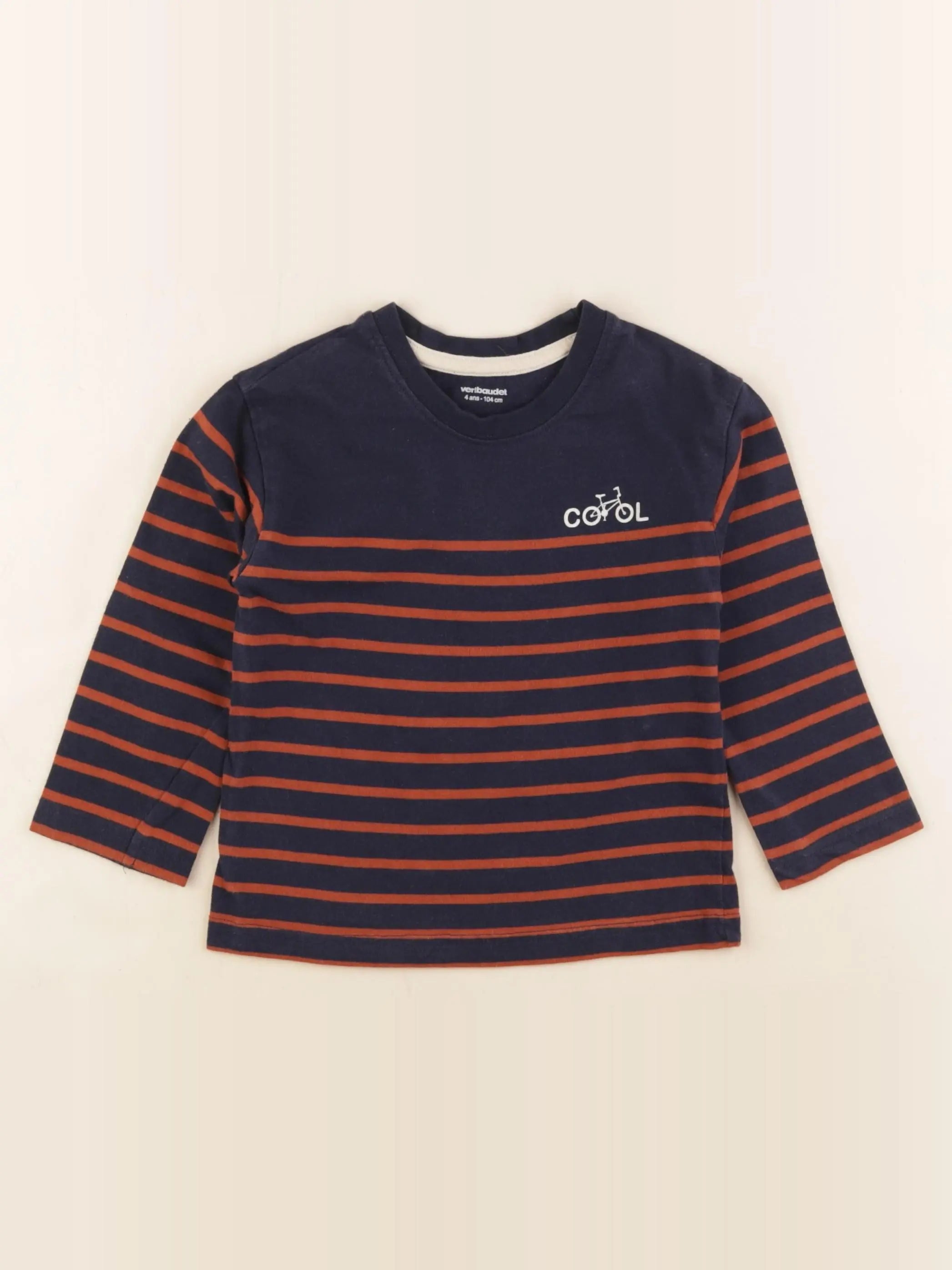 Vertbaudet - tee-shirt bleu, marron - 4 ans