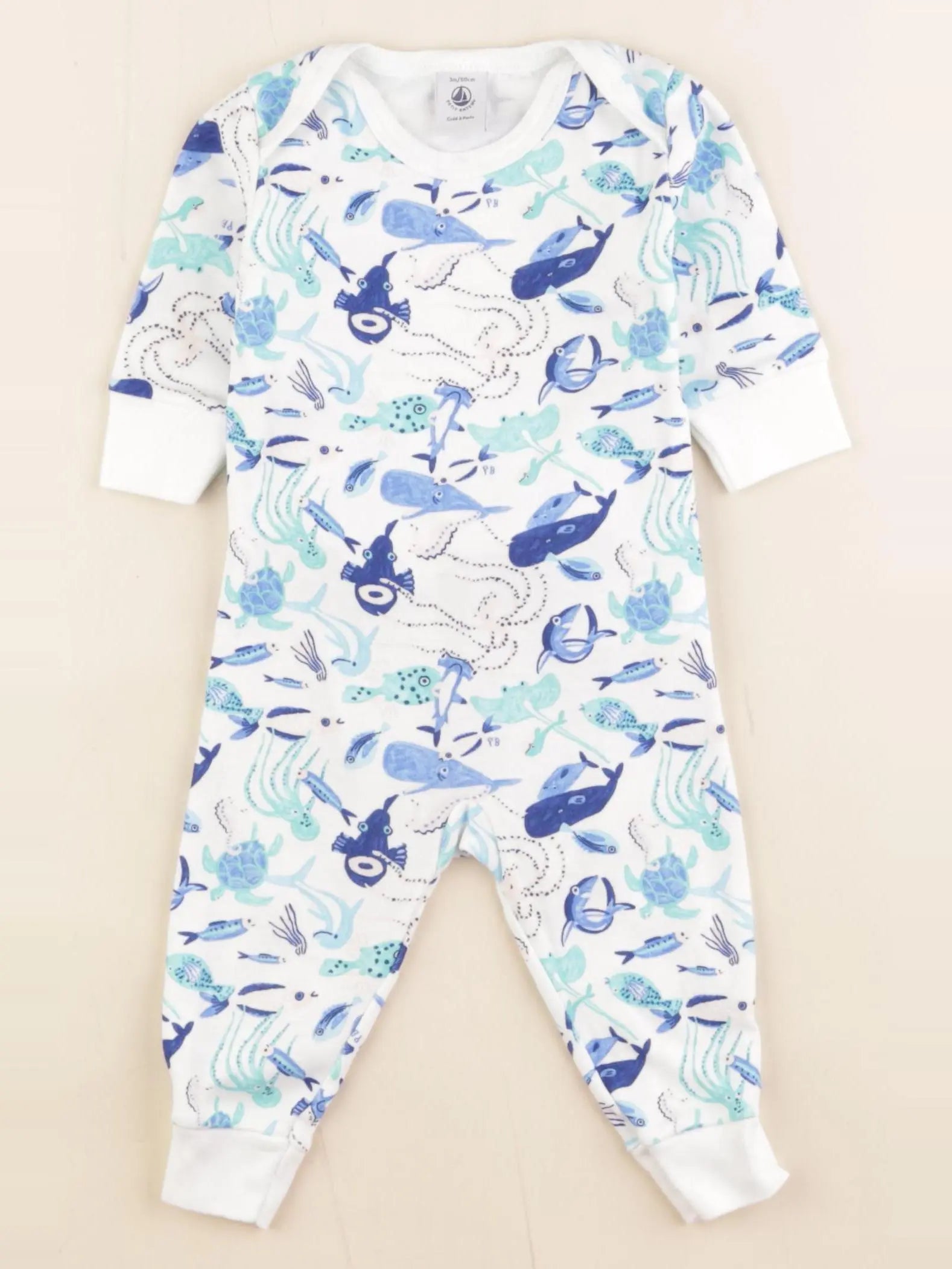 Petit Bateau - pyjama coton blanc - 3 mois