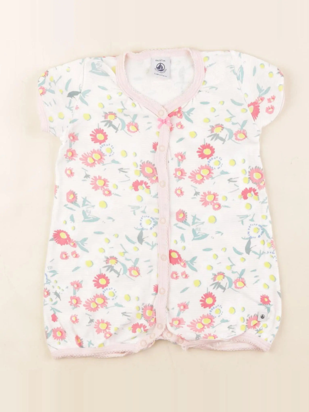 Petit Bateau - pyjama coton rose - 6 mois