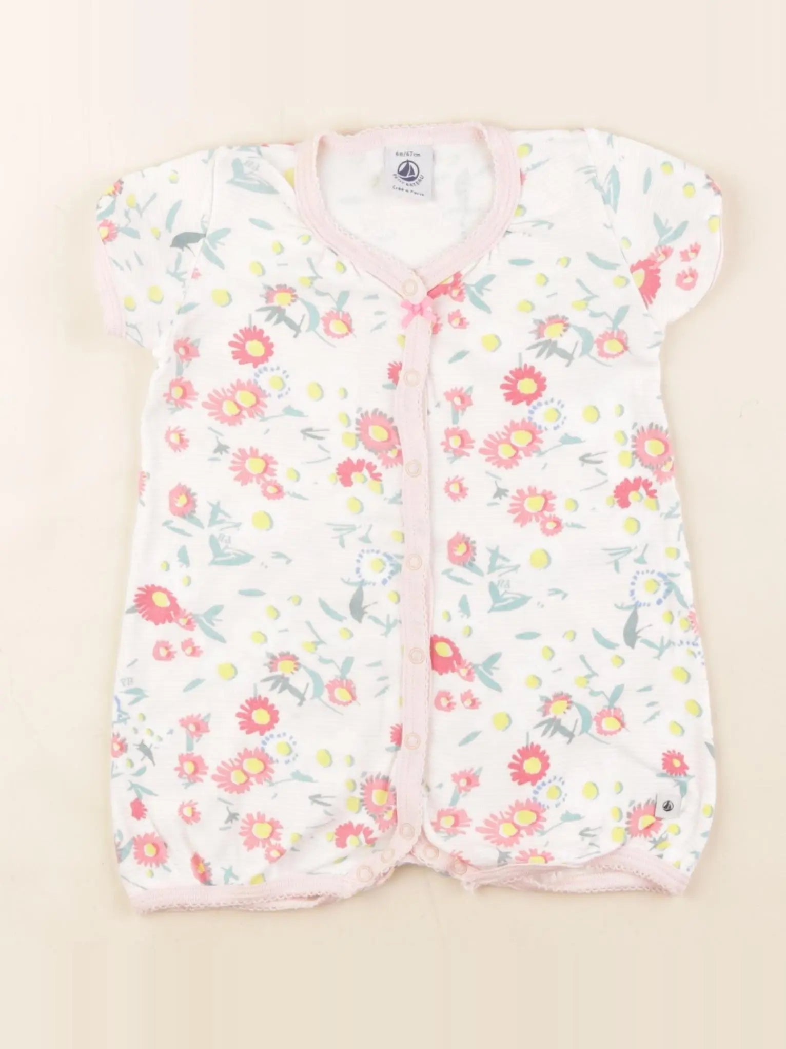 Petit Bateau - pyjama coton rose - 6 mois