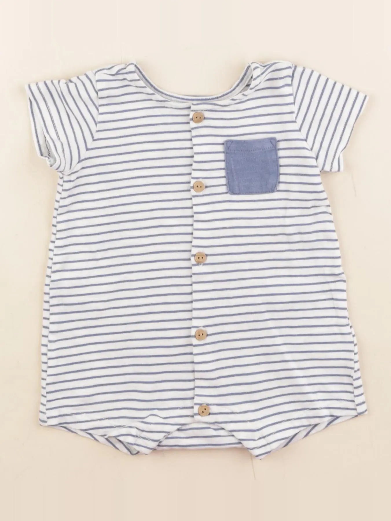 H&M - pyjama coton bleu - 1/2 mois