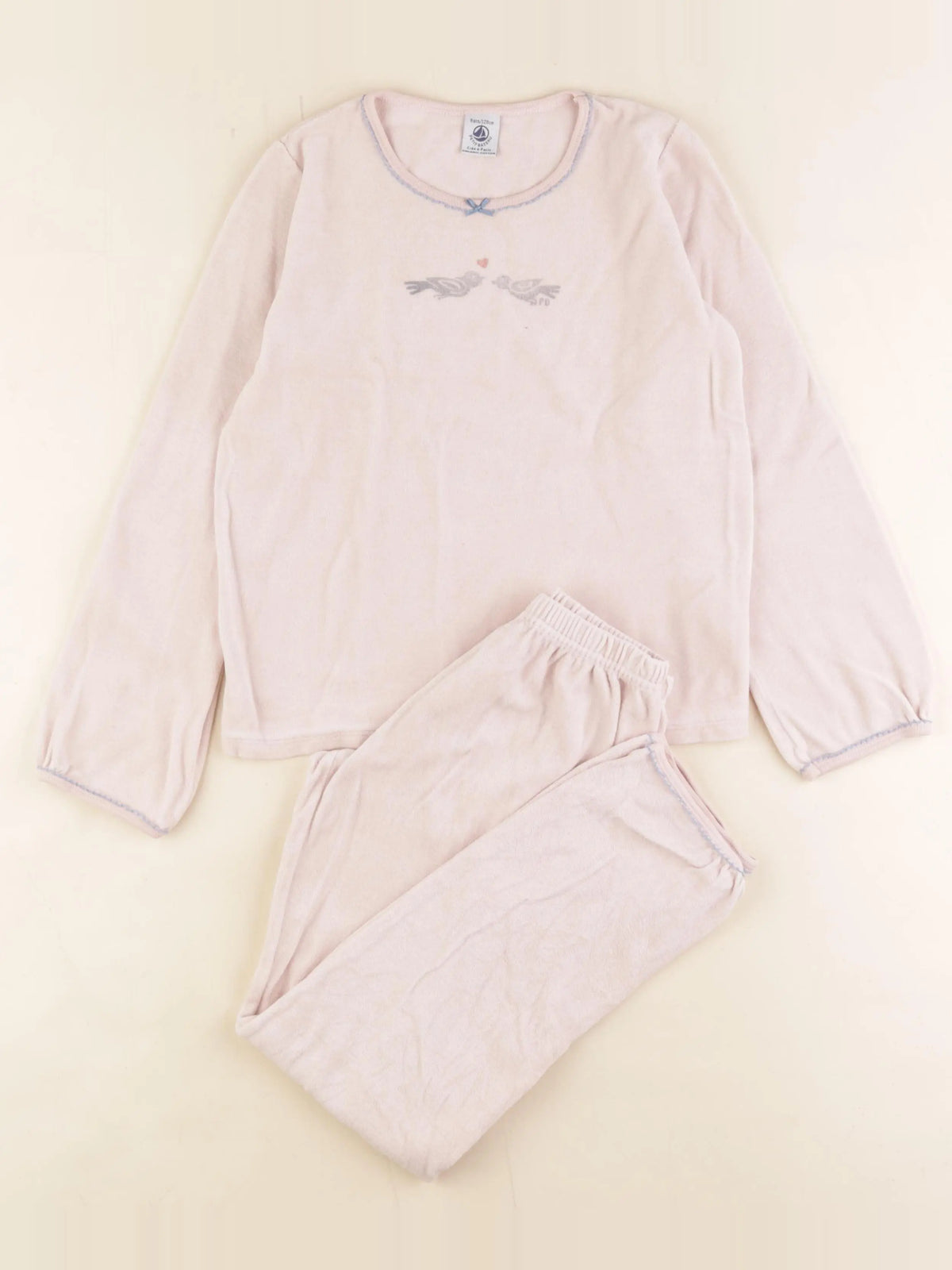 Petit Bateau - pyjama velours rose - 8 ans