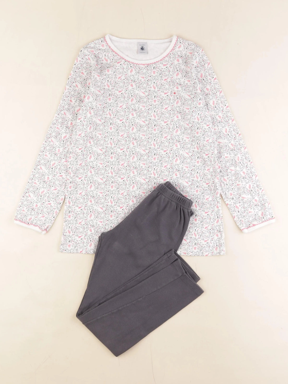 Petit Bateau - pyjama velours blanc - 8 ans