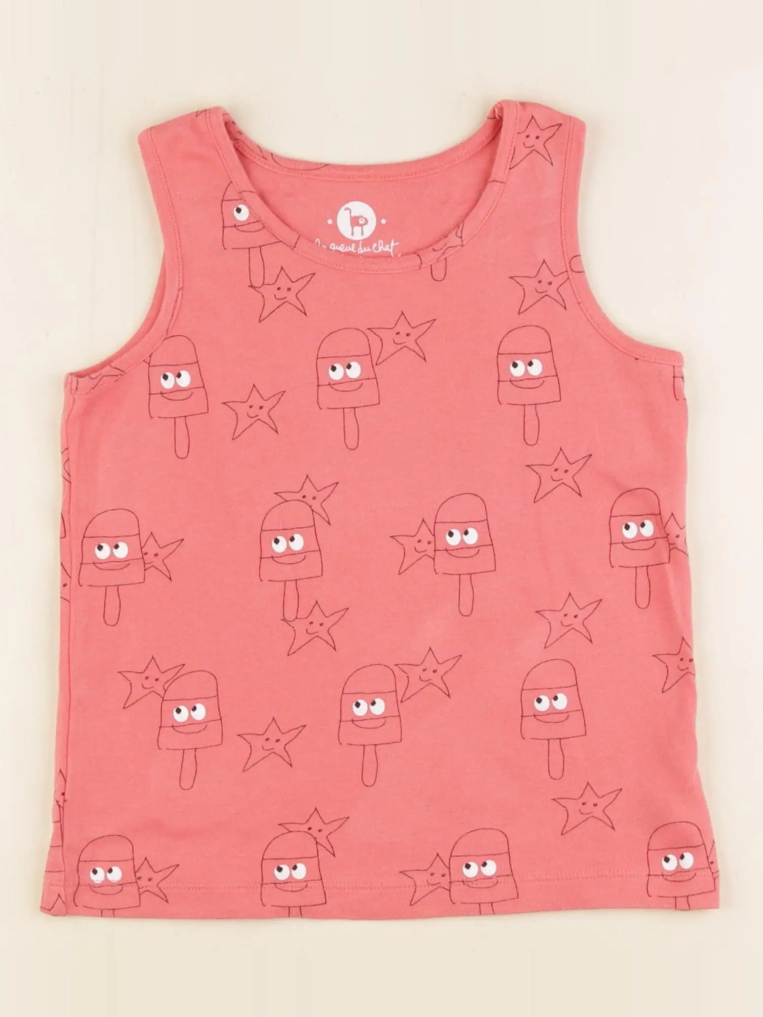 La queue du chat - débardeur rose - 6 ans