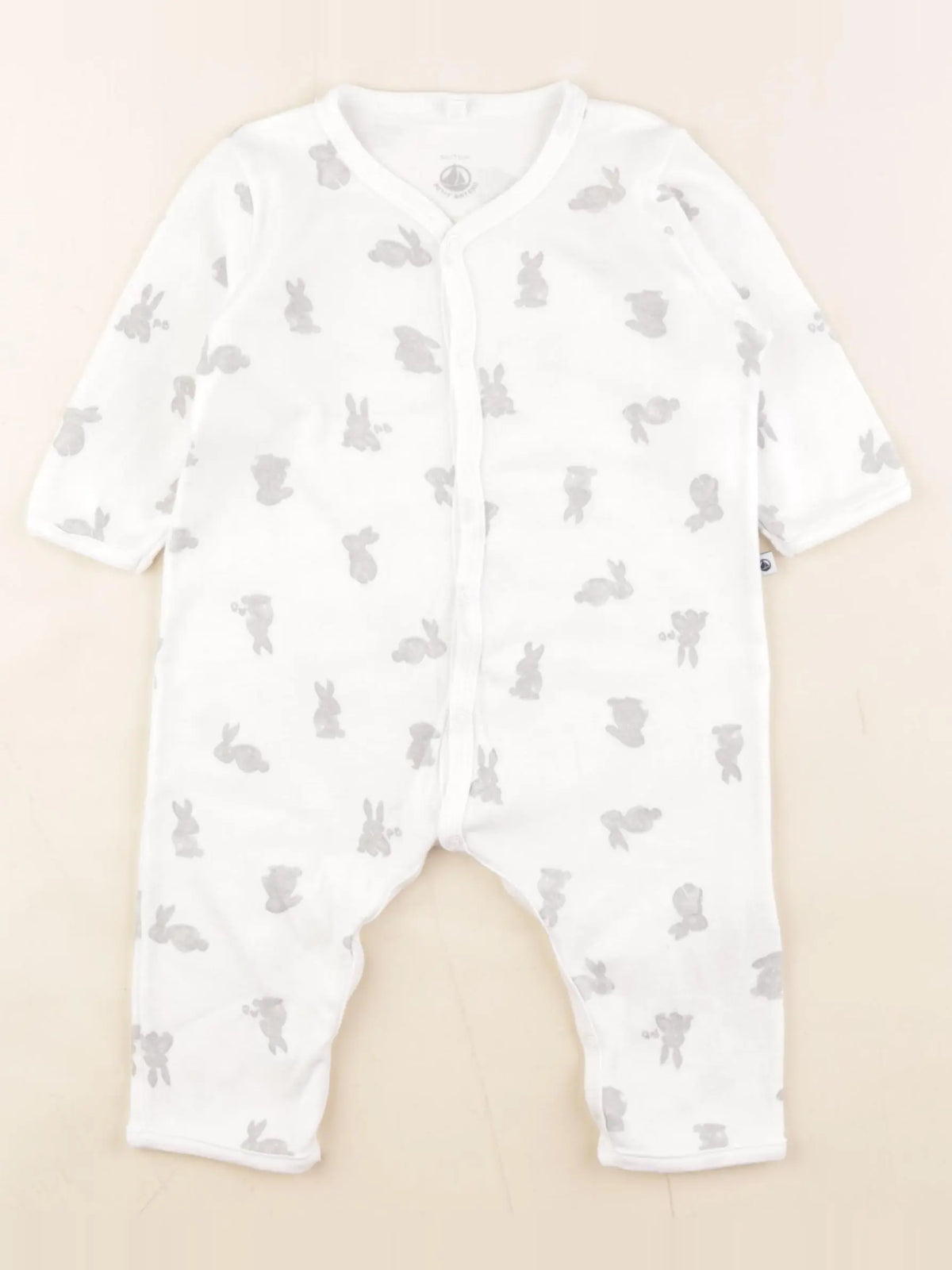 Petit Bateau - pyjama coton blanc - 9 mois