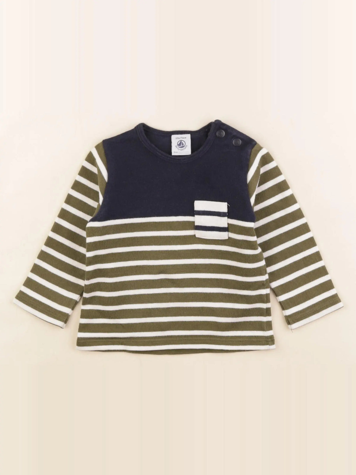 Petit Bateau - tee-shirt bleu, vert - 12 mois