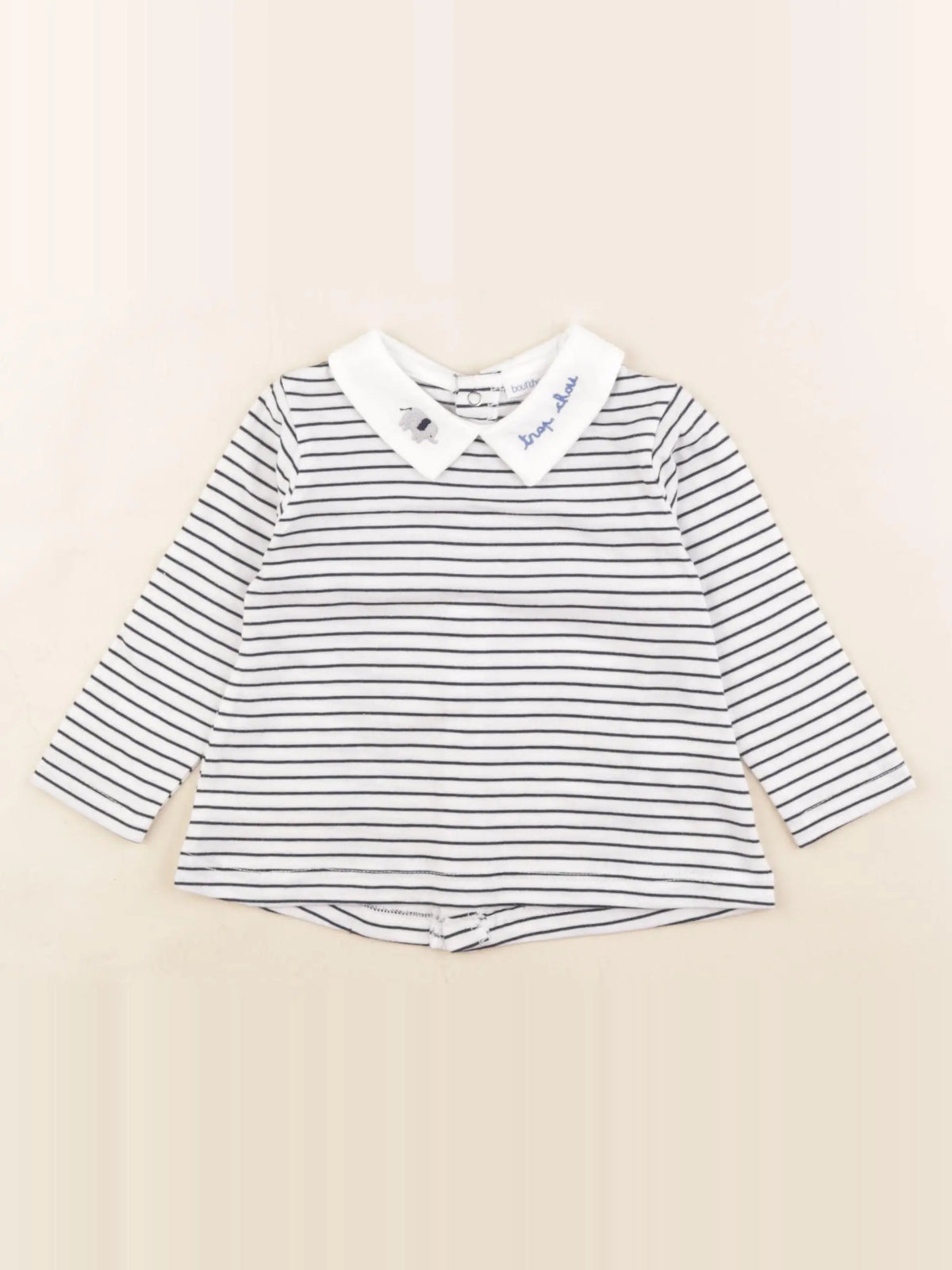 Boutchou - tee-shirt bleu, blanc - 9 mois