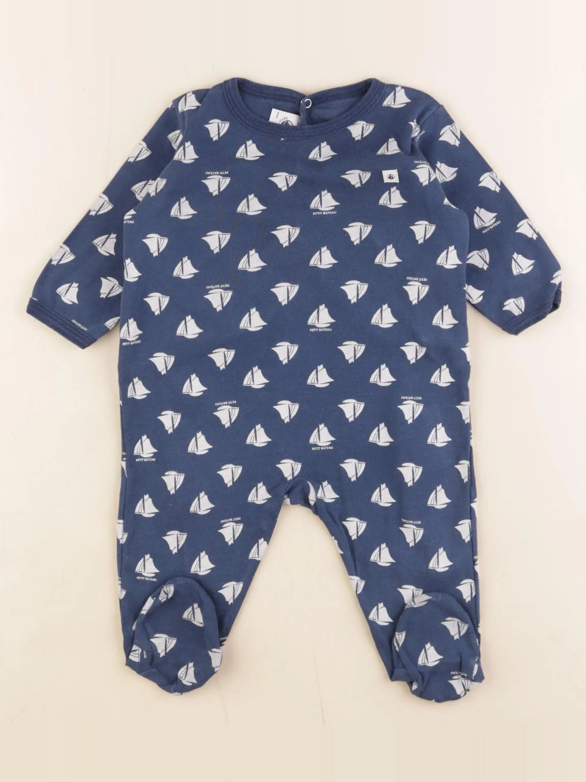 Petit Bateau - pyjama coton bleu - 6 mois