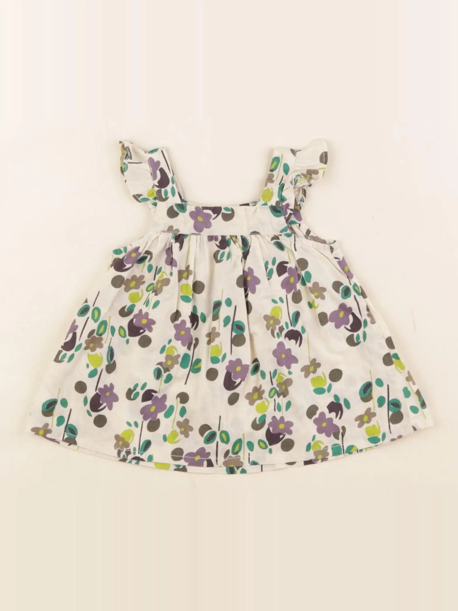 Bonpoint - blouse beige, violet - 6 mois