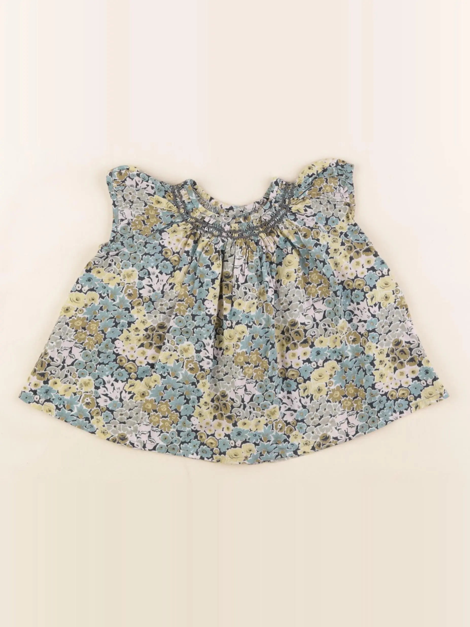 Bonpoint - blouse vert, bleu - 12 mois