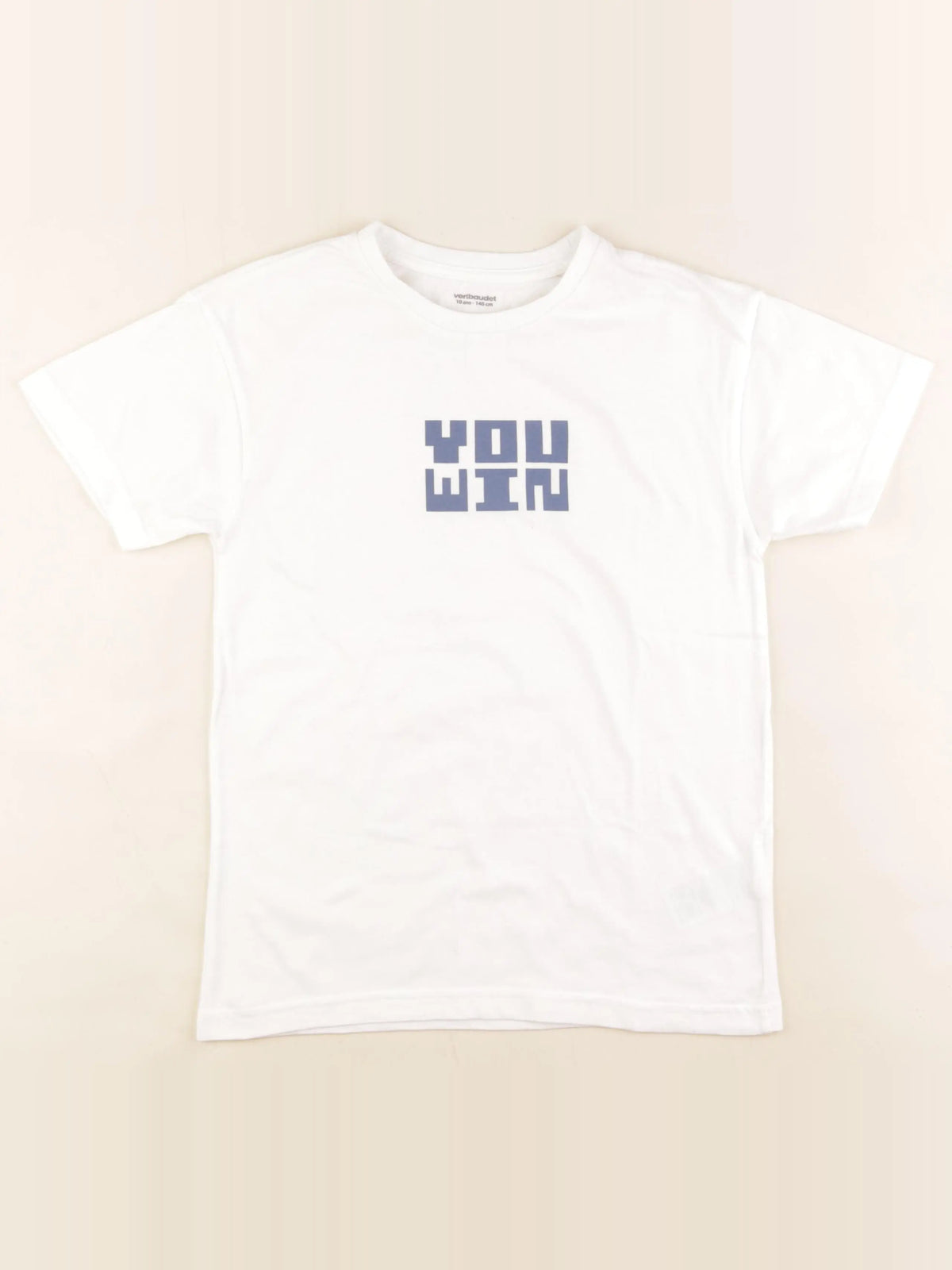 Vertbaudet - tee-shirt blanc, bleu - 10 ans