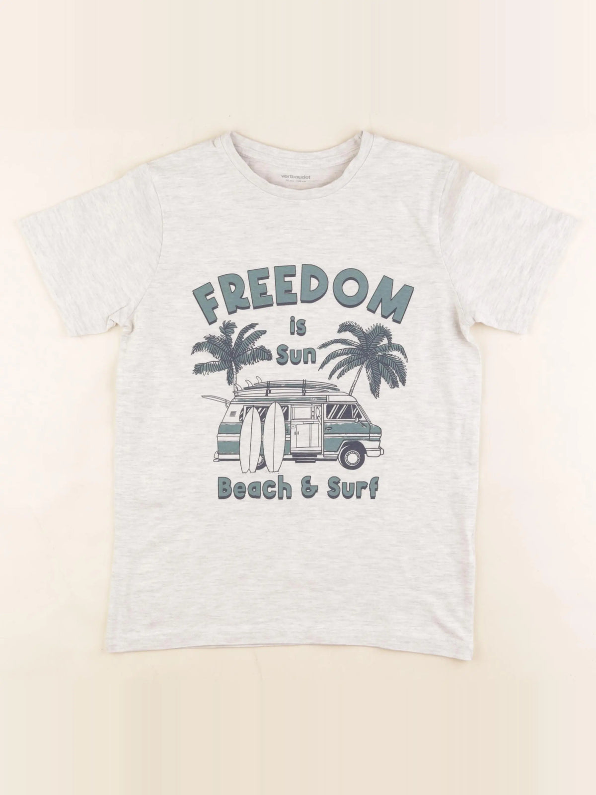 Vertbaudet - tee-shirt gris, vert - 10 ans