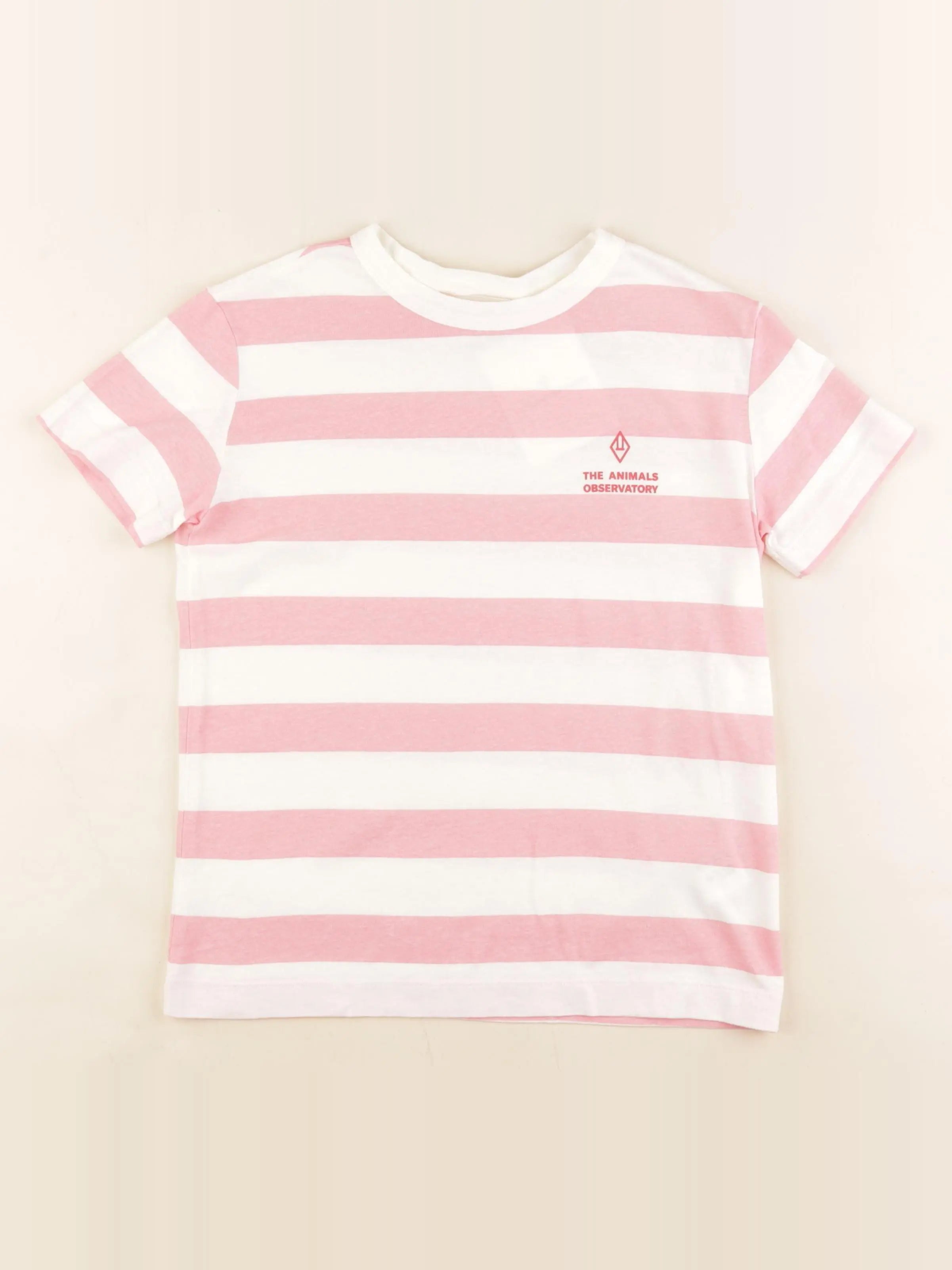The animals observatory - tee-shirt blanc, rose - 8 ans