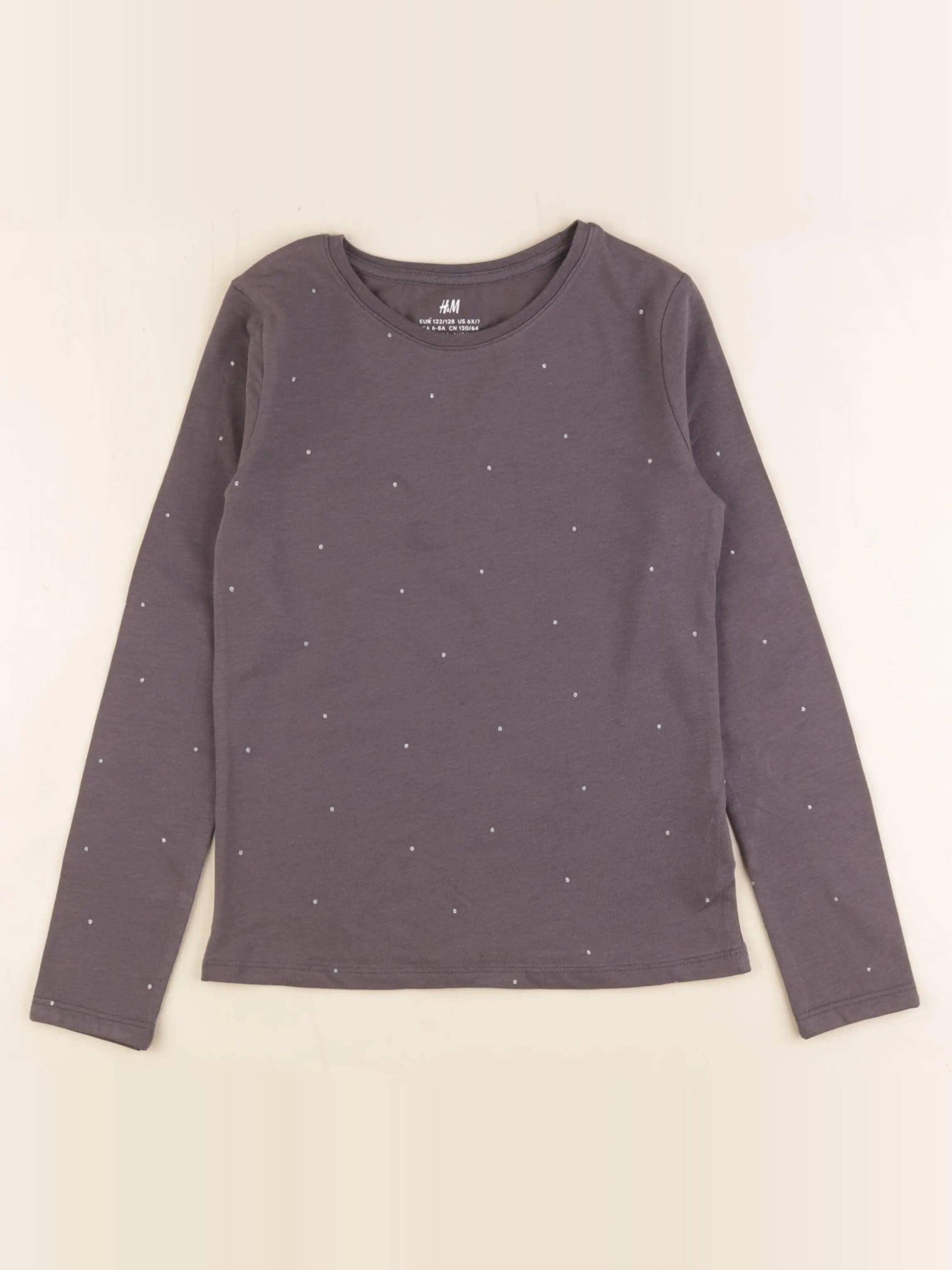 H&M - tee-shirt gris, argent - 6/8 ans