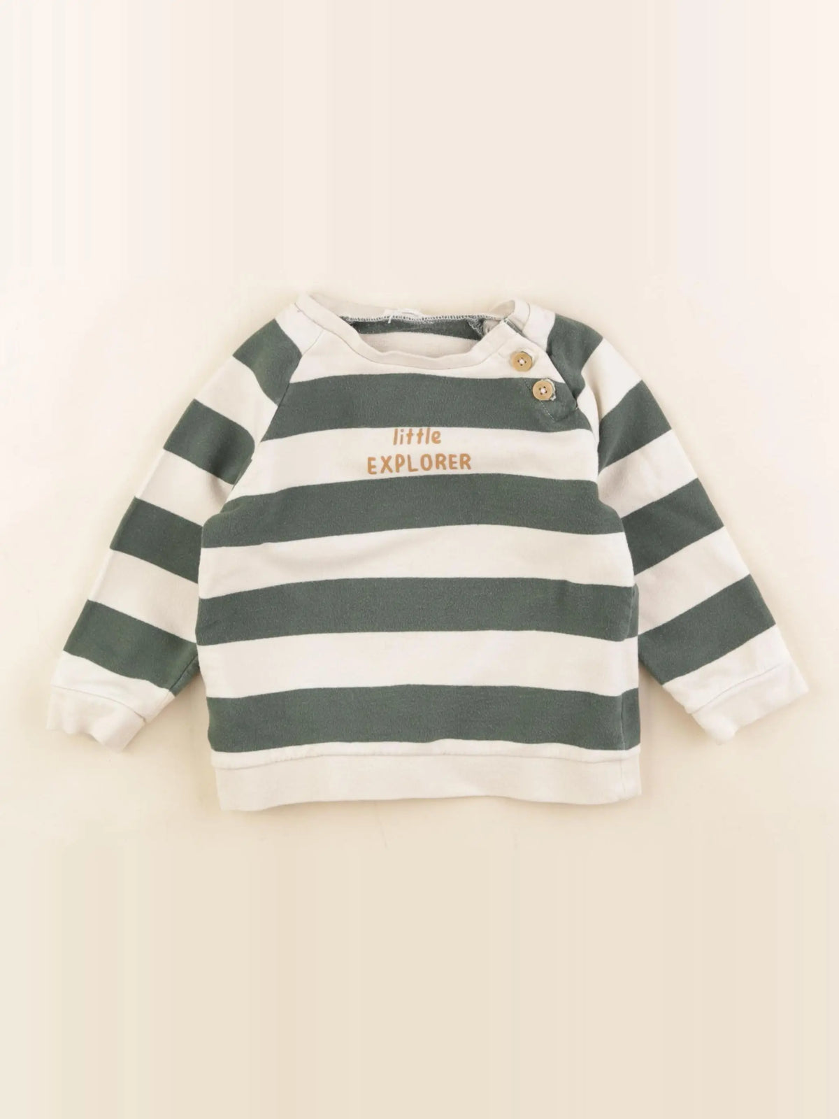 Vertbaudet - sweat beige, vert - 24 mois