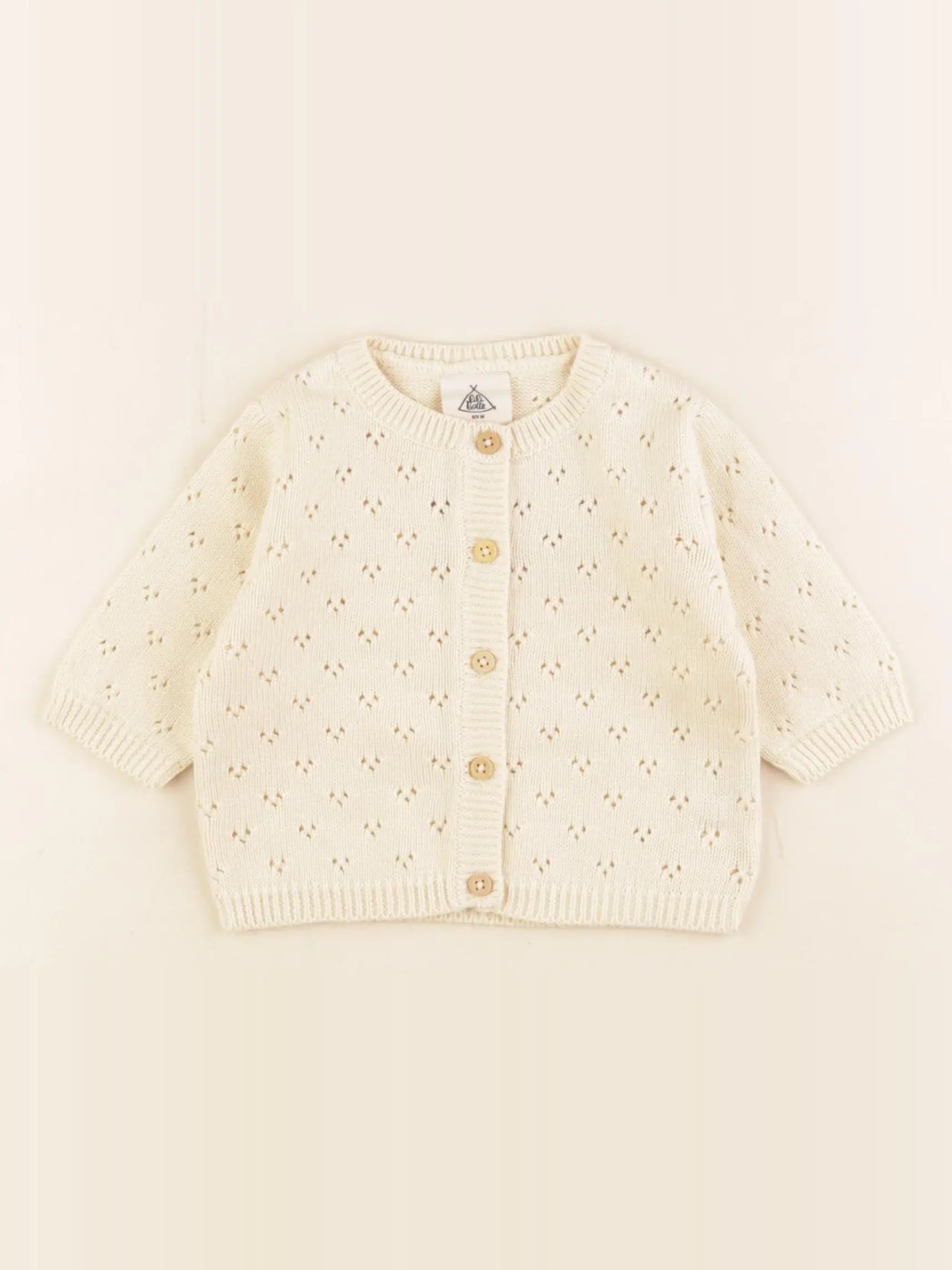 Lililotte - gilet beige - 6/9 mois