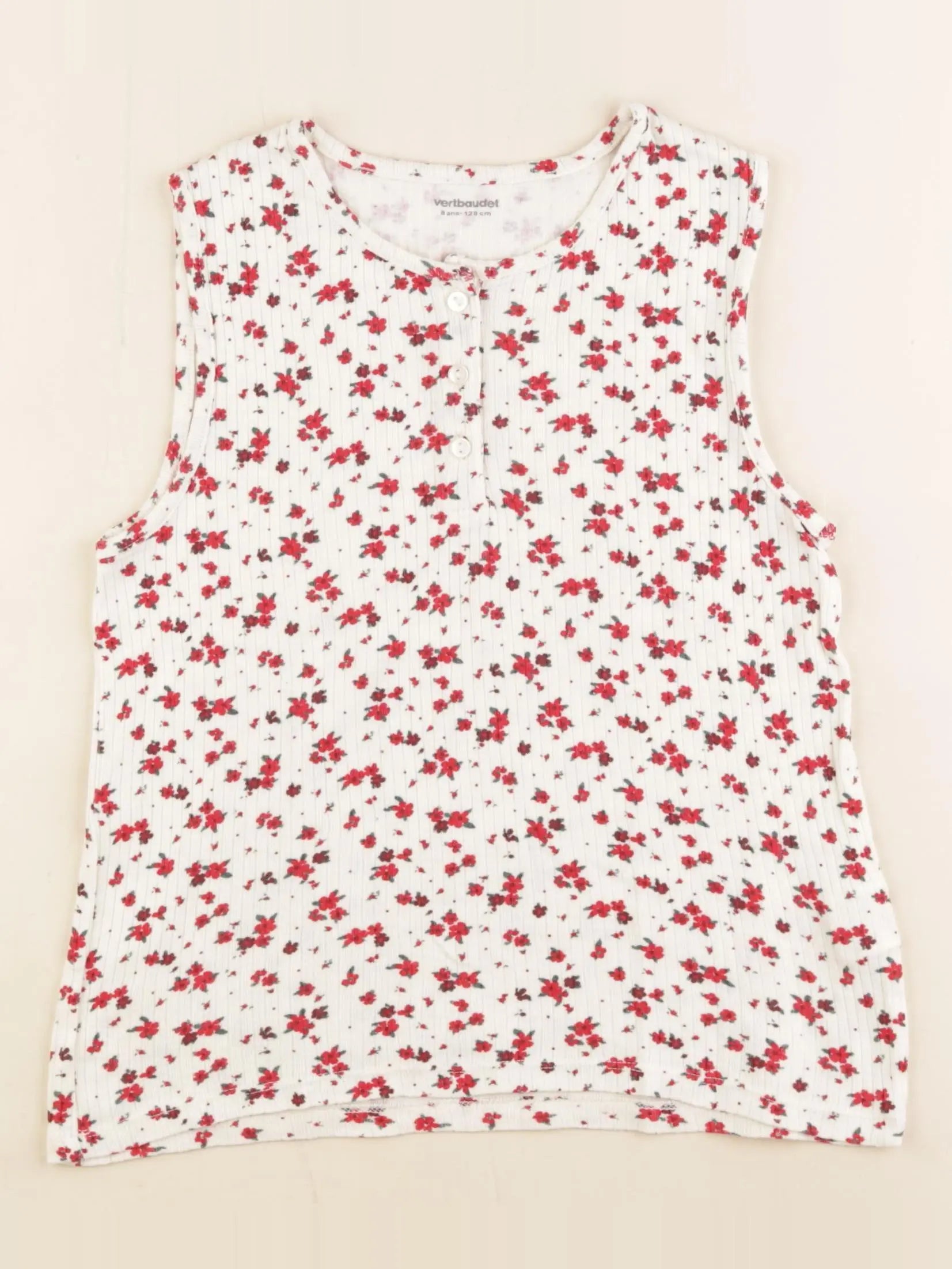 Vertbaudet - débardeur beige, rouge - 8 ans
