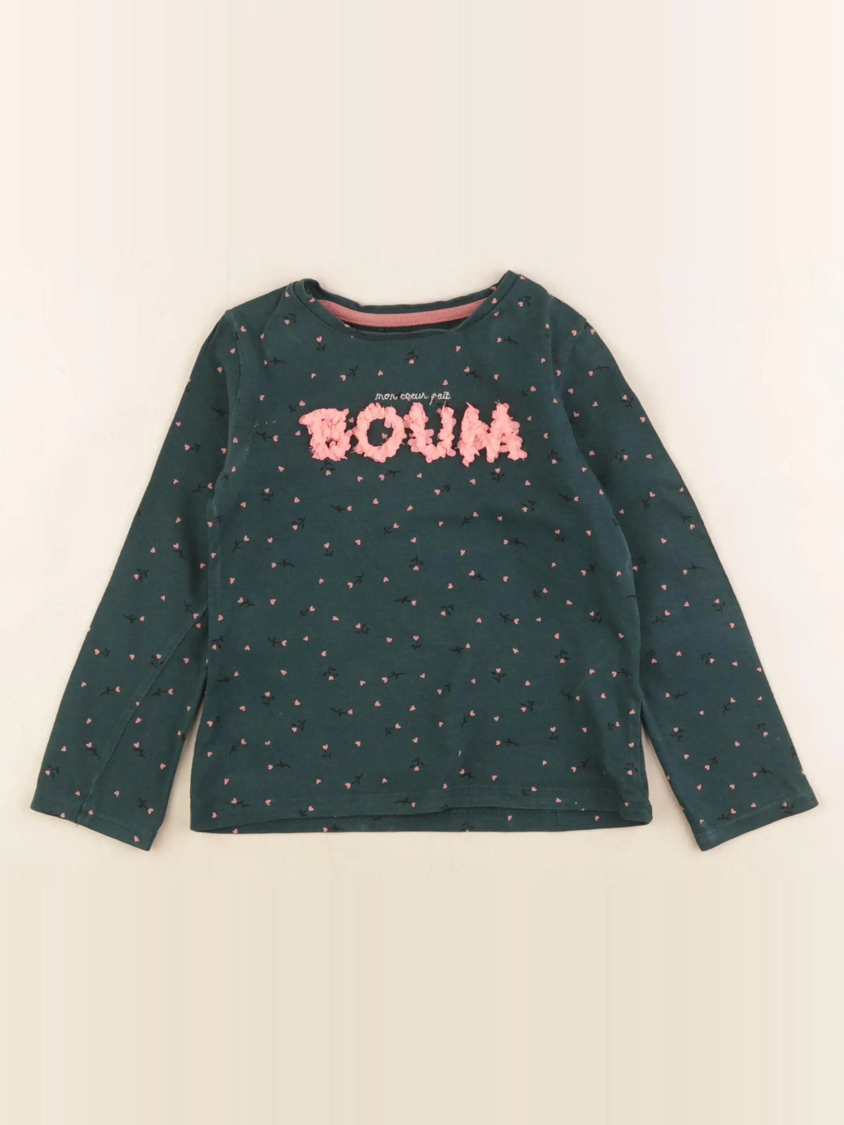 Vertbaudet - tee-shirt vert, rose - 4 ans