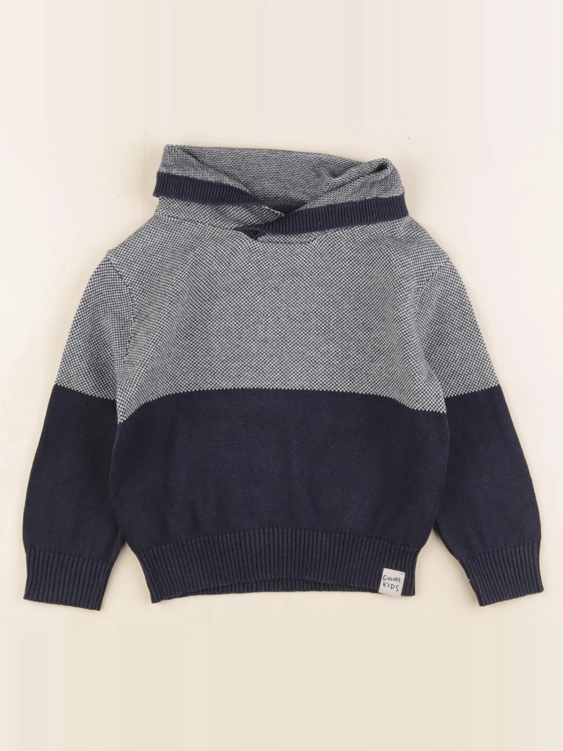 Vertbaudet - pull bleu, blanc - 3 ans