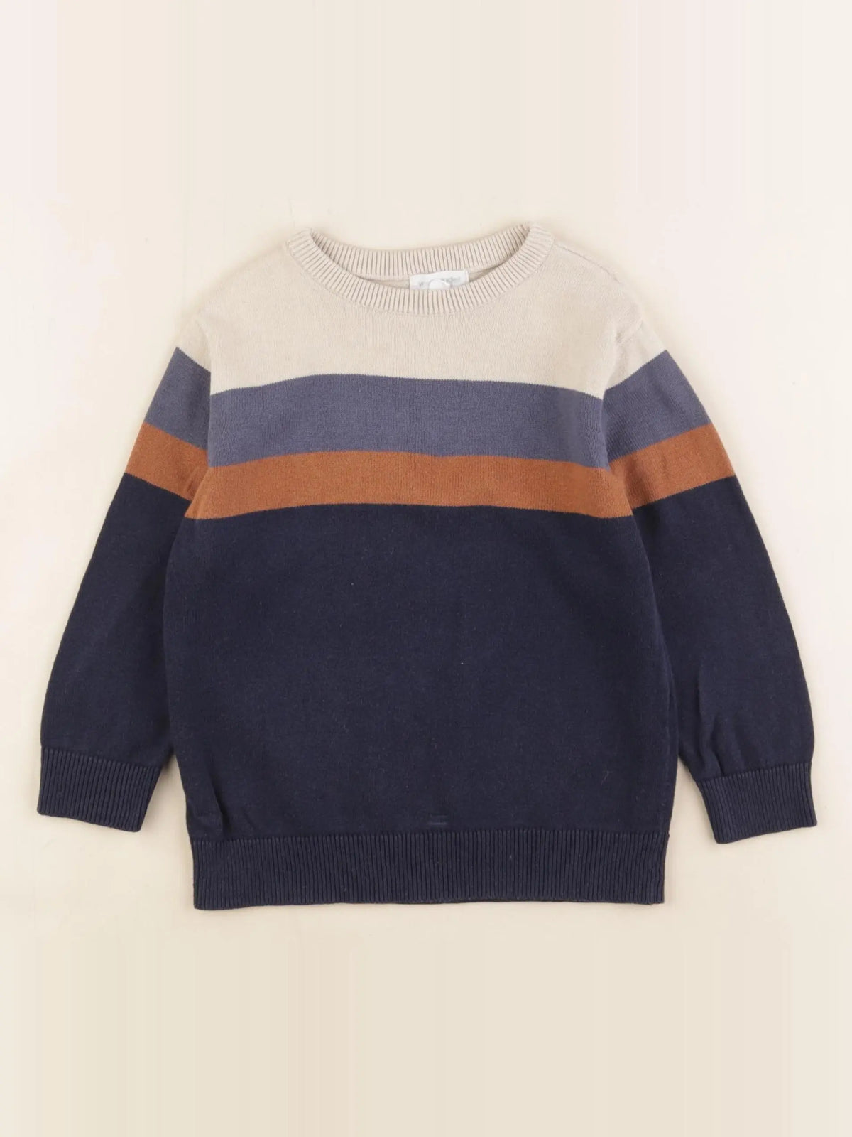 Vertbaudet - pull beige, bleu - 3 ans