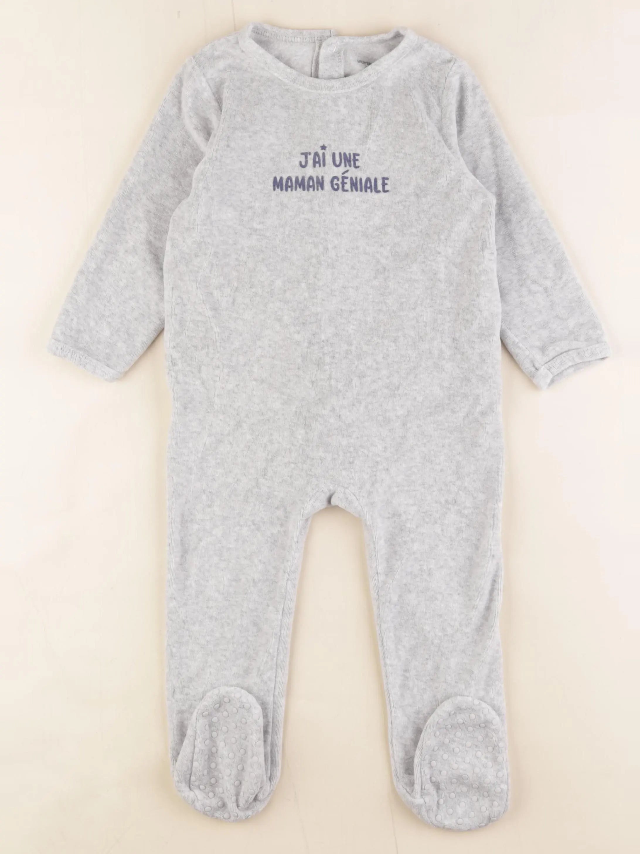 Vertbaudet - pyjama velours gris - 2 ans