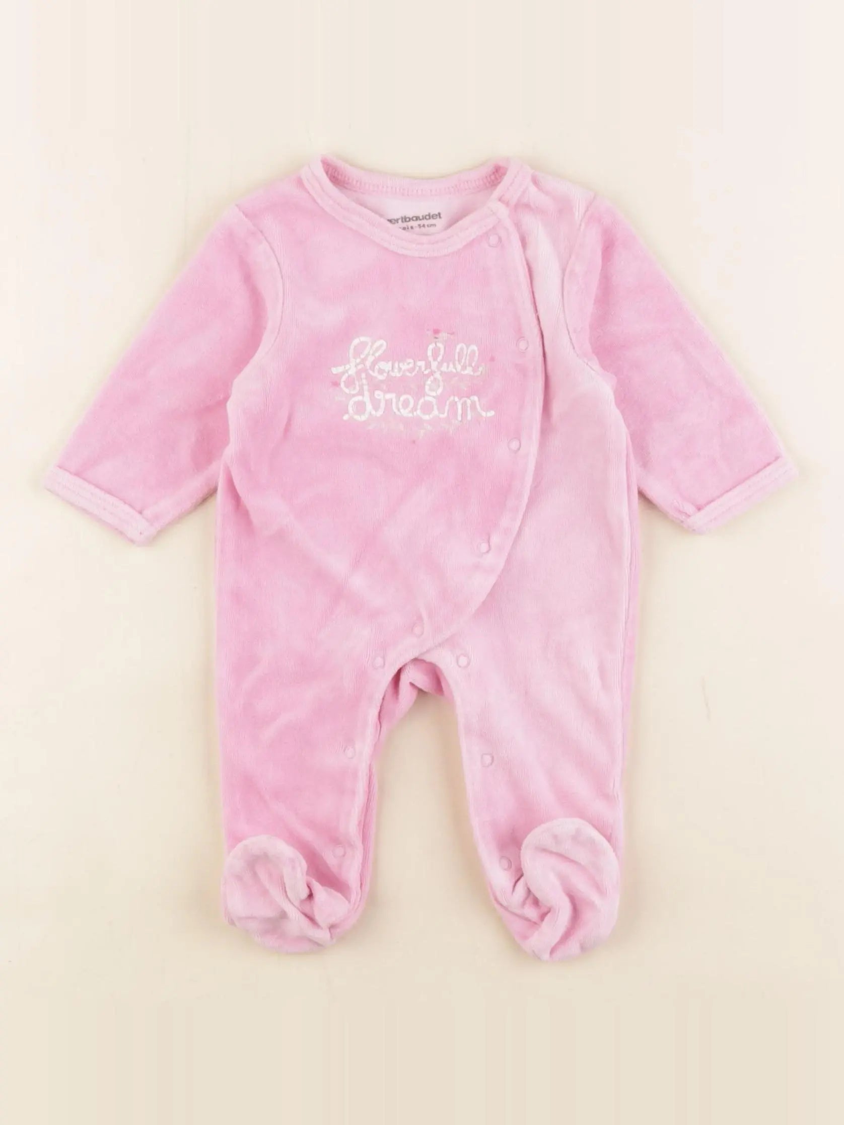 Vertbaudet - pyjama velours rose - 1 mois