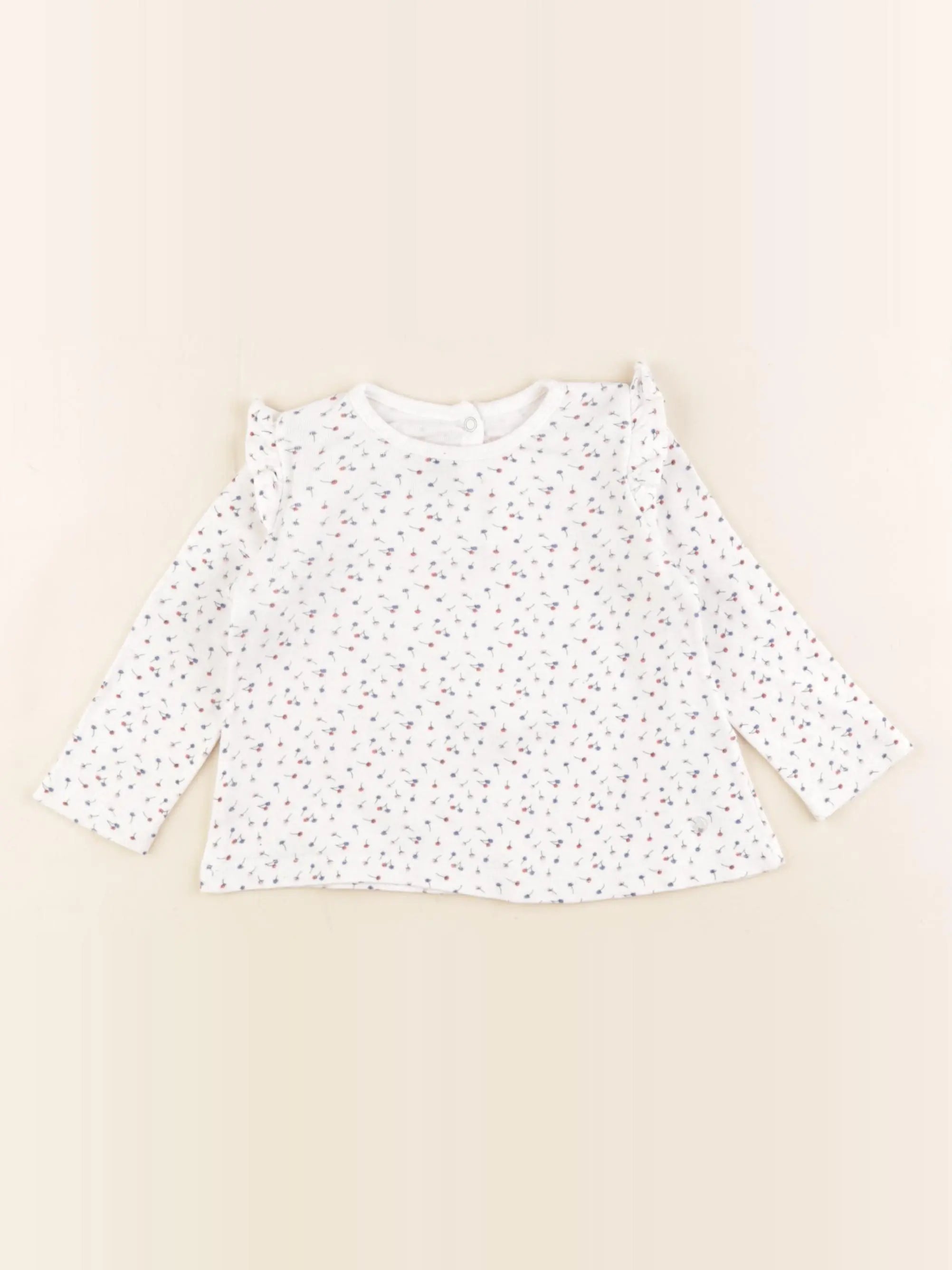 Petit Bateau - tee-shirt blanc, bleu - 12 mois