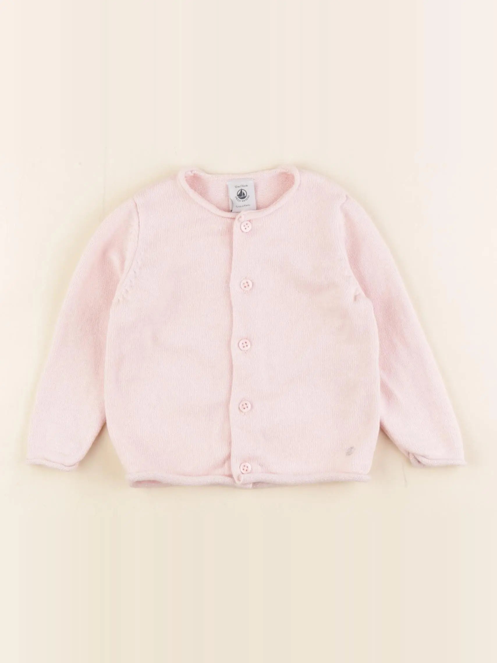 Petit Bateau - gilet rose - 12 mois